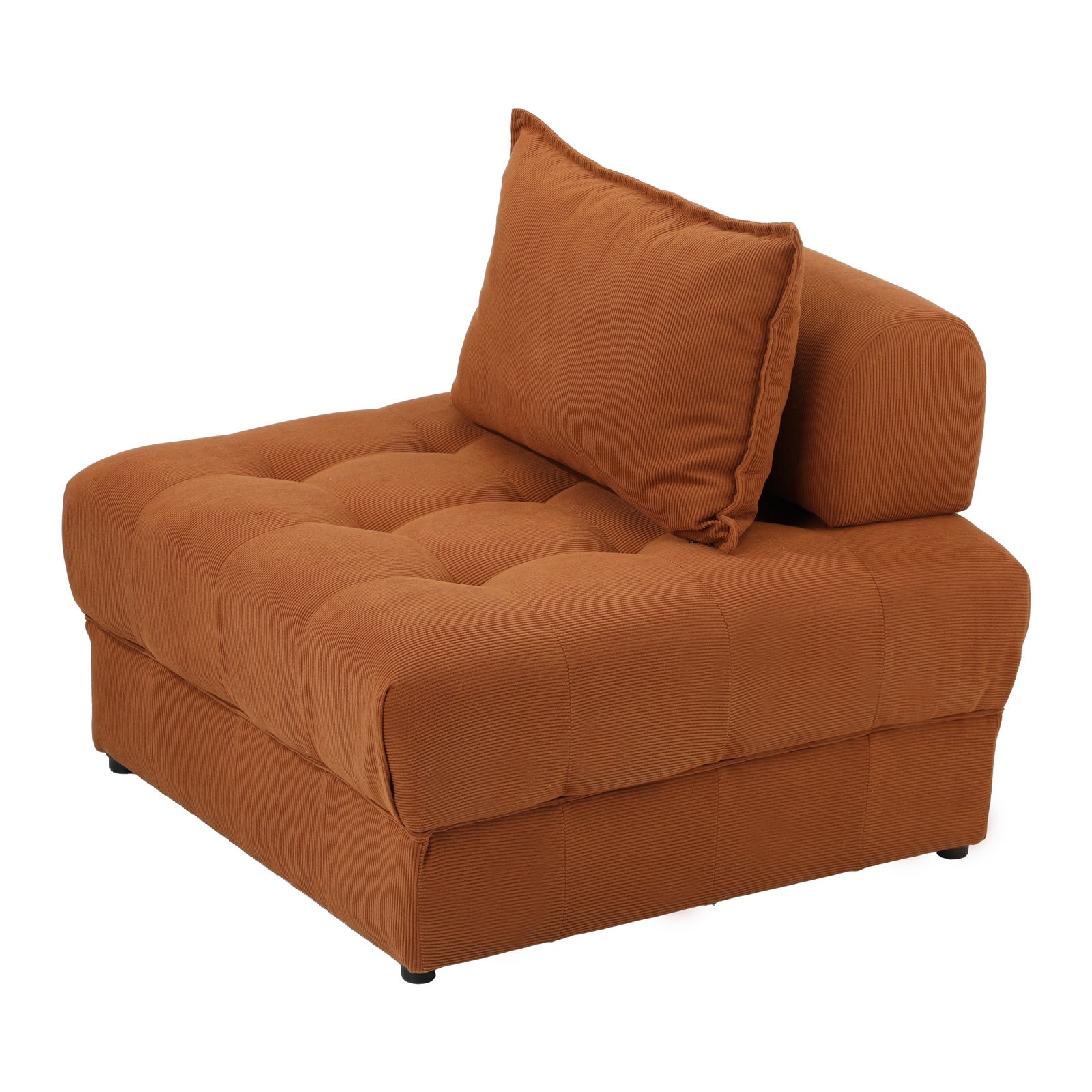 Oikiture 1 Seater Velvet Modular Sofa Lounge Chair Armless TOFU Back Brown - Sunyee