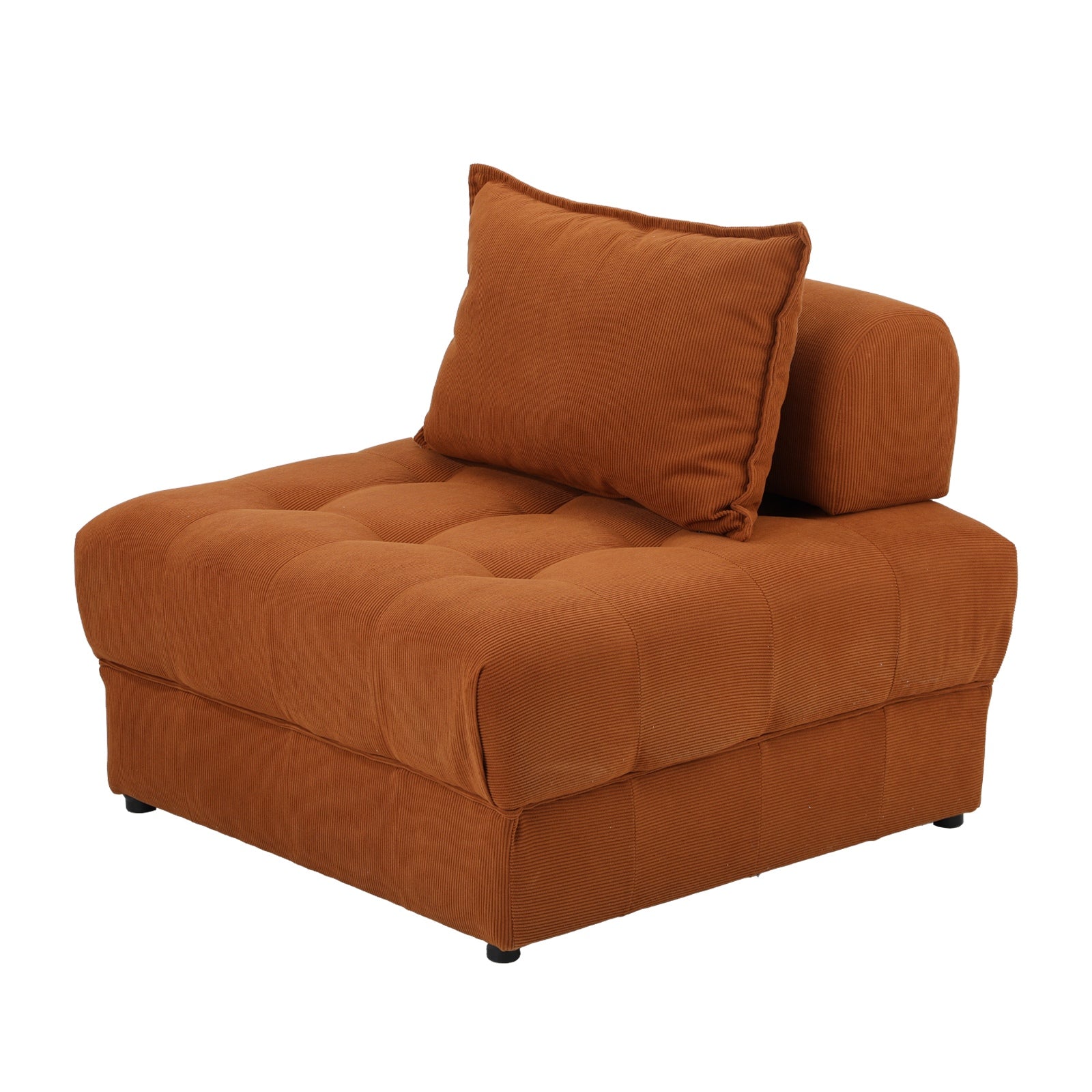 Oikiture Velvet Modular Sofa Lounge Chair Armless TOFU Back Brown - Sunyee
