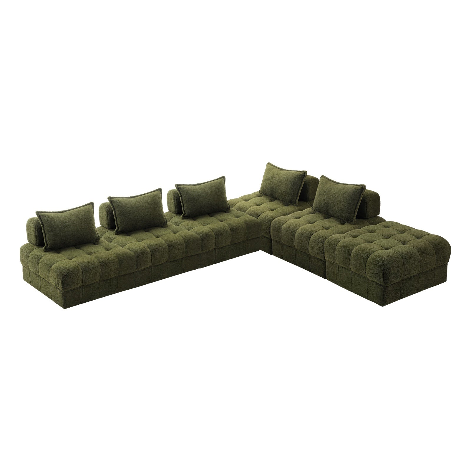 Oikiture 1-6 Seater Boucle/Velvet Modular Sofa & Ottoman Set Armless TOFU Back - Sunyee