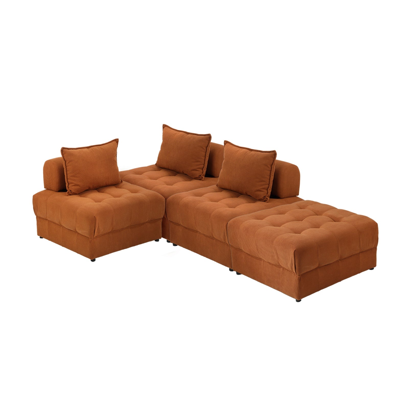 Oikiture 1-6 Seater Boucle/Velvet Modular Sofa & Ottoman Set Armless TOFU Back - Sunyee
