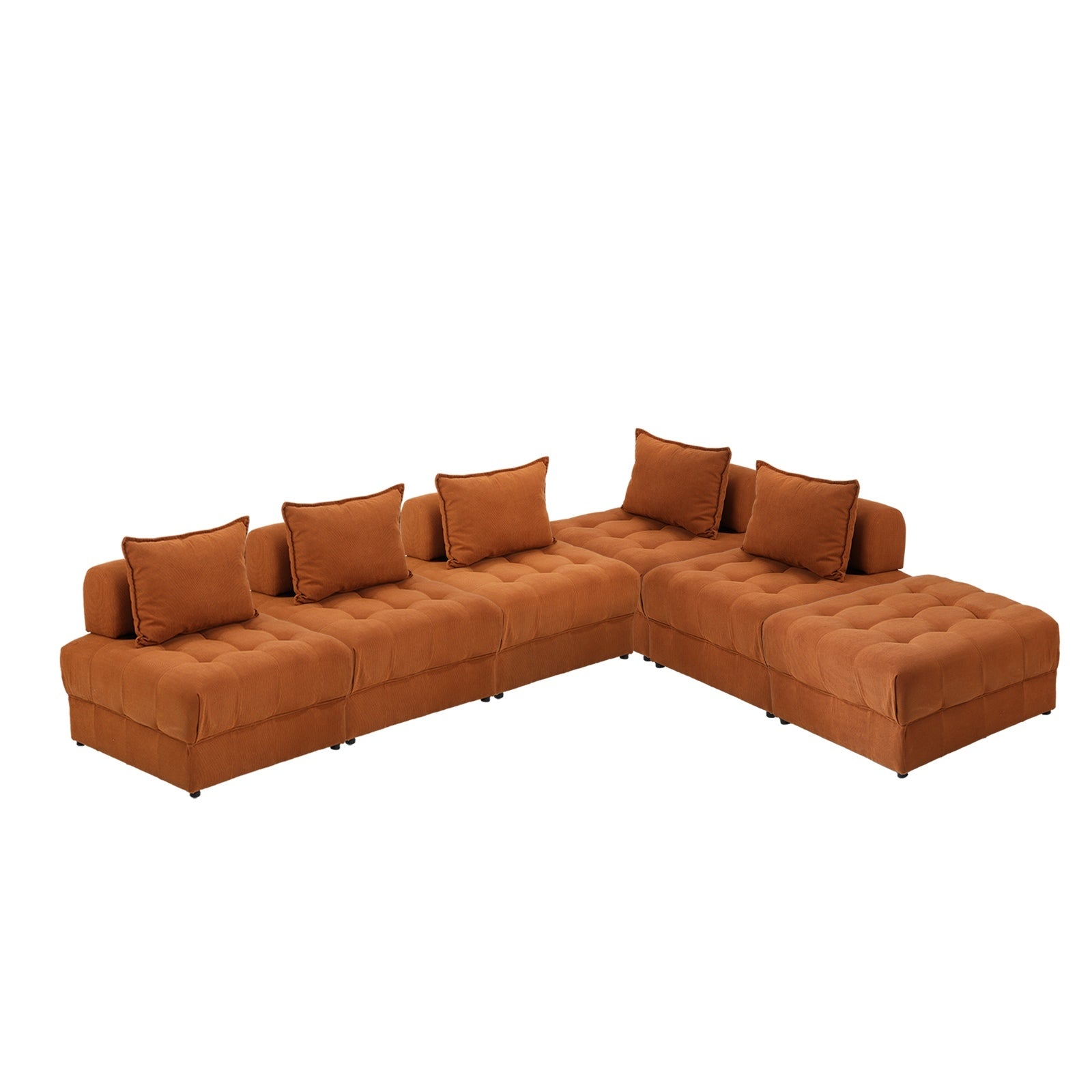 Oikiture 1-6 Seater Boucle/Velvet Modular Sofa & Ottoman Set Armless TOFU Back - Sunyee