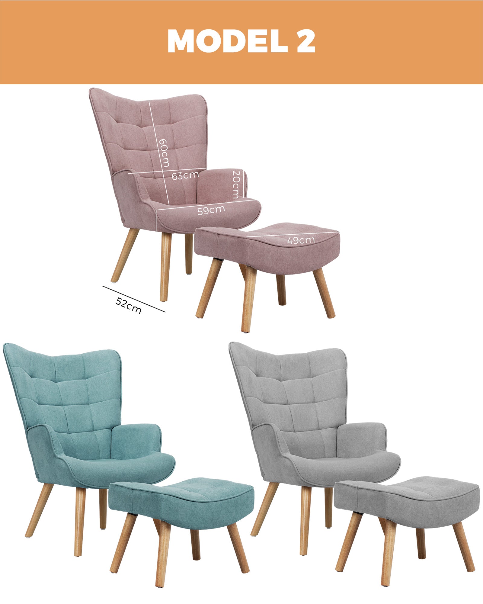 Oikiture Armchair Lounge Chair Armchairs Accent Chairs Bedroom Sofa Couches - Sunyee