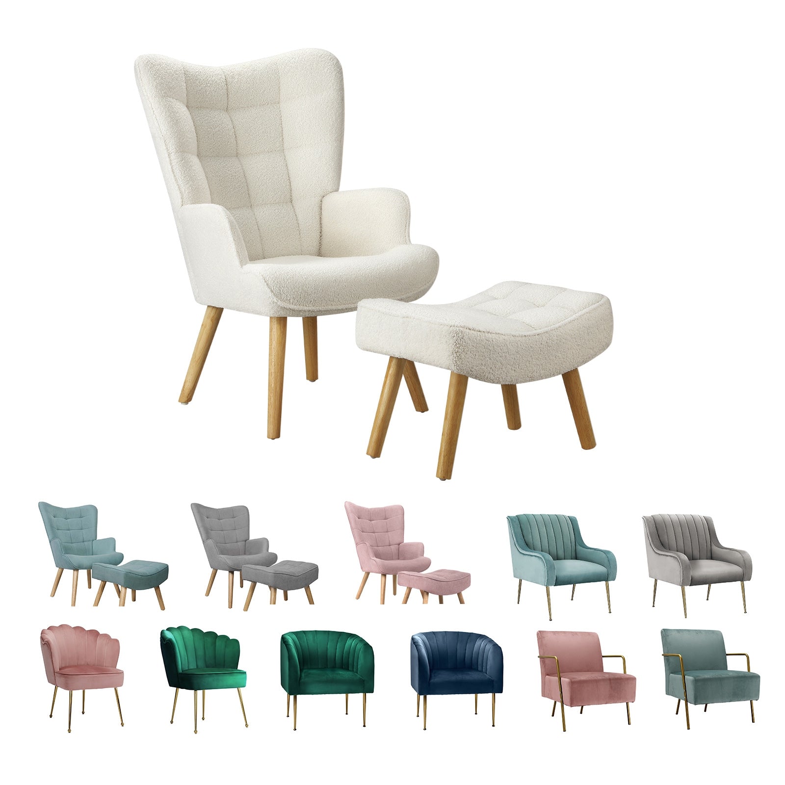 Oikiture Armchair Lounge Chair Armchairs Accent Chairs Bedroom Sofa Couches - Sunyee