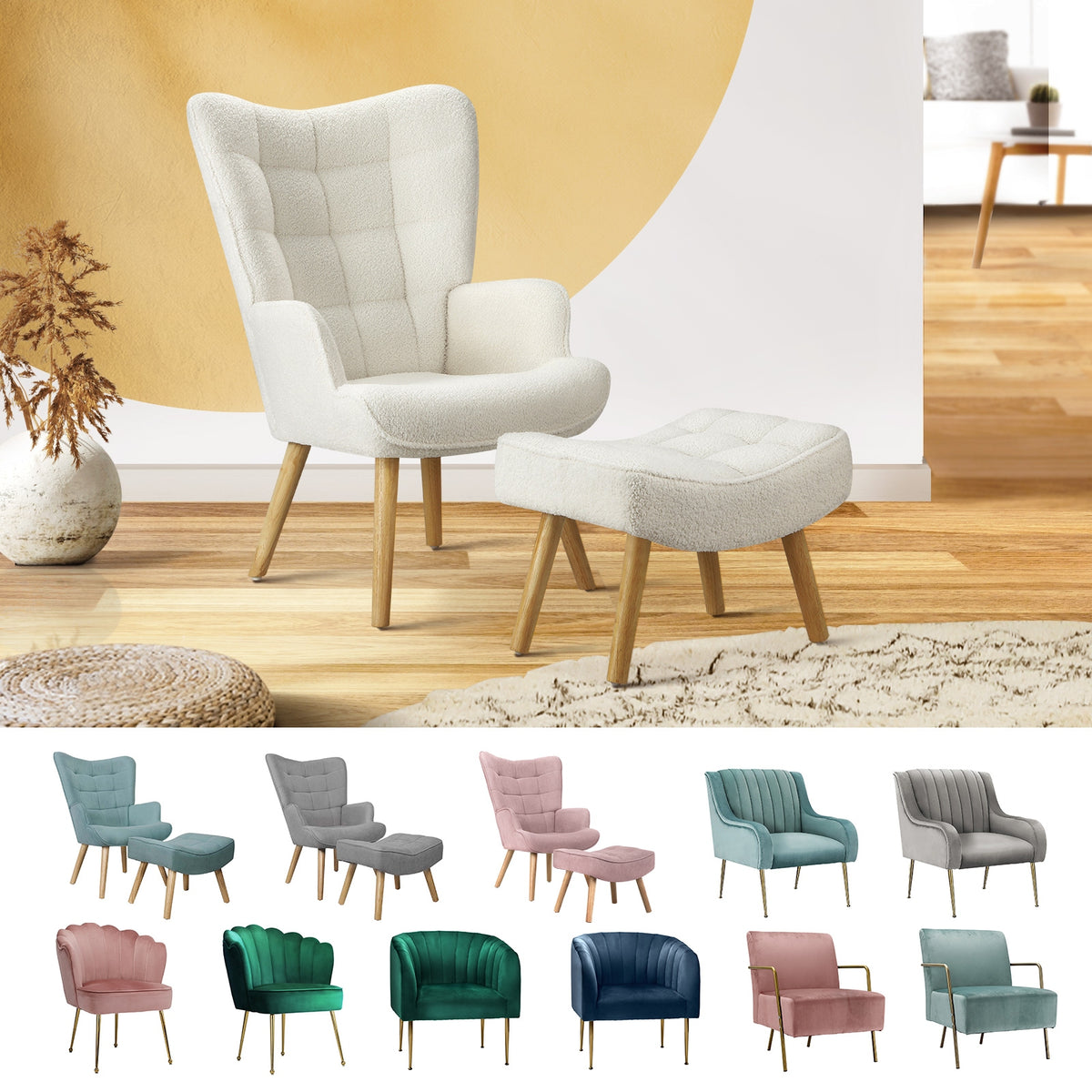 Oikiture Armchair Lounge Chair Armchairs Accent Chairs Bedroom Sofa Couches