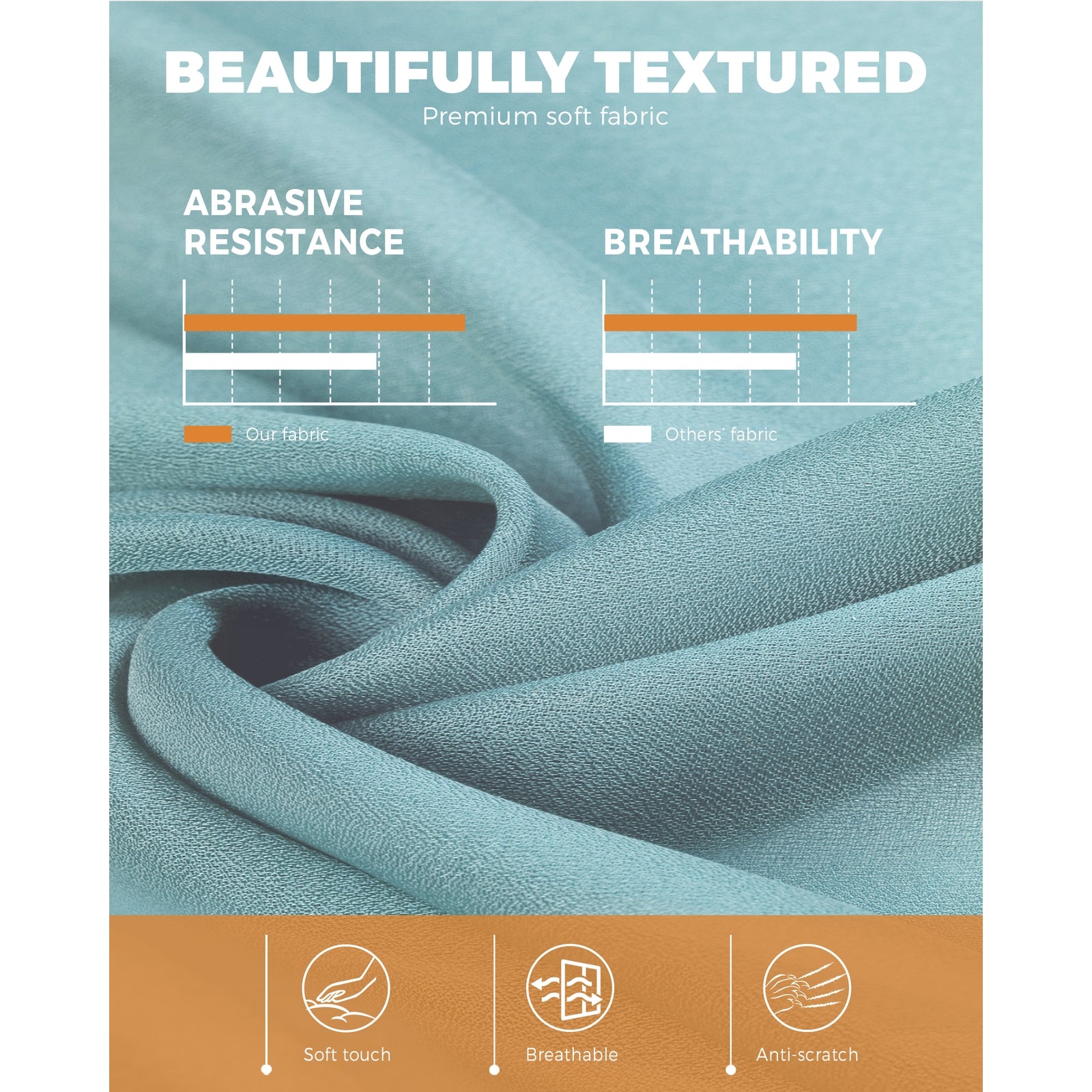 Oikiture Armchair Lounge Chair Ottoman Accent Armchairs Fabric Sofa Chairs Blue - Sunyee