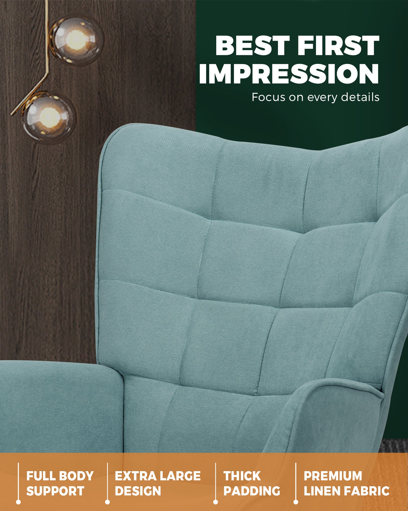 Oikiture Armchair Lounge Chair Armchairs Ottoman Accent Armchairs Sofa Chairs - Sunyee