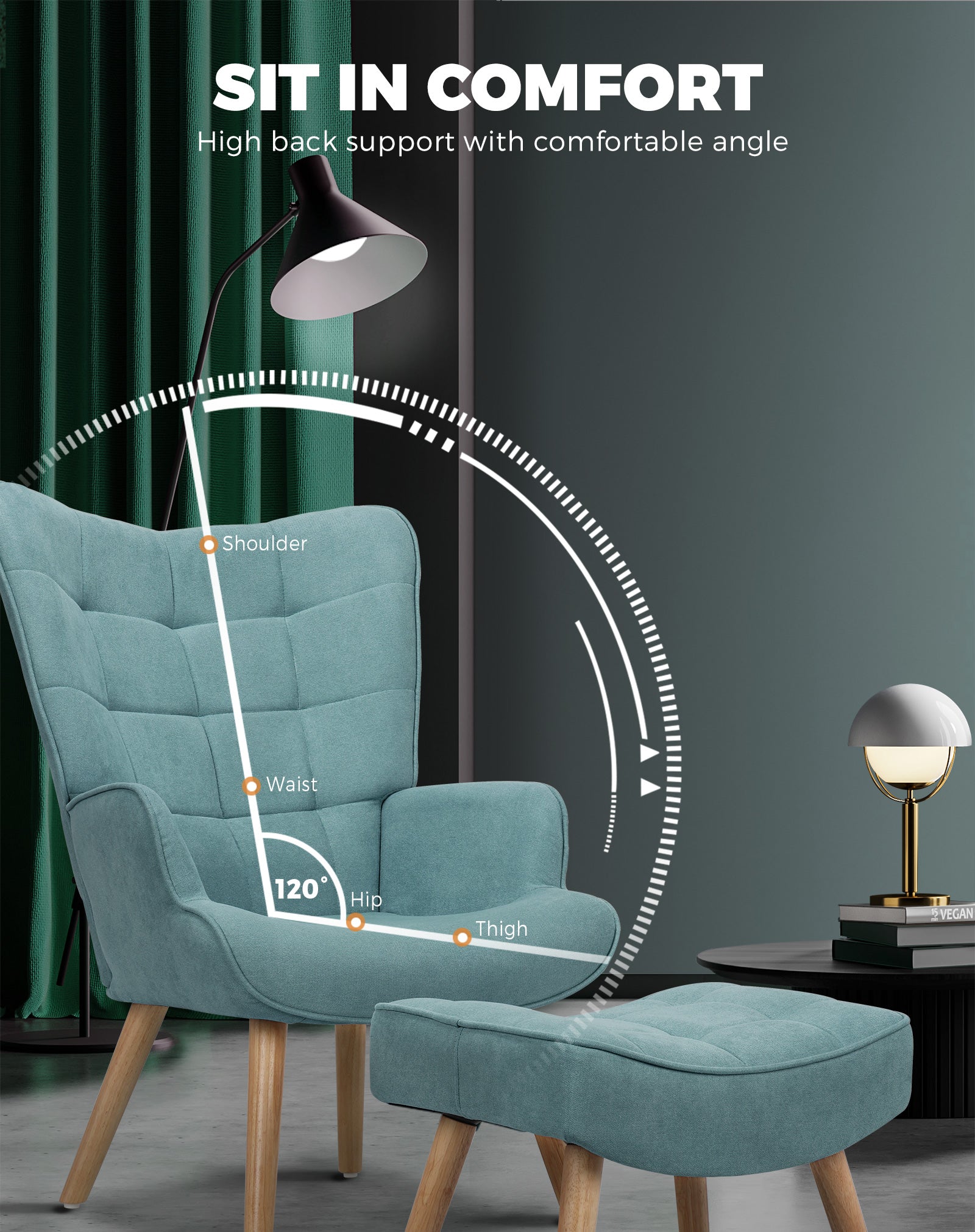 Oikiture Armchair Lounge Chair Armchairs Ottoman Accent Armchairs Sofa Chairs - Sunyee