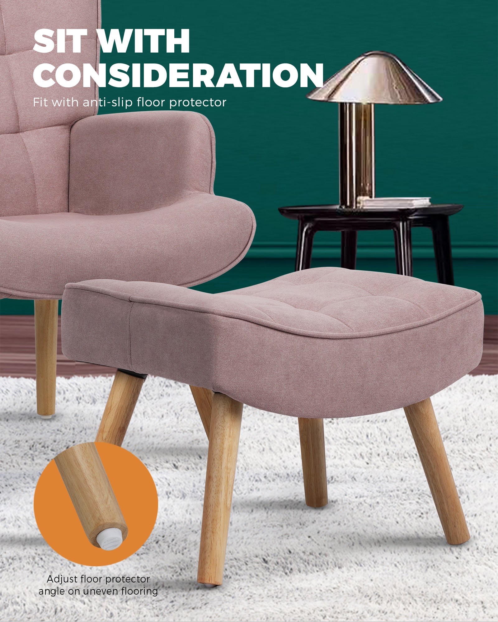 Oikiture Armchair Lounge Chair Armchairs Ottoman Accent Armchairs Sofa Chairs - Sunyee