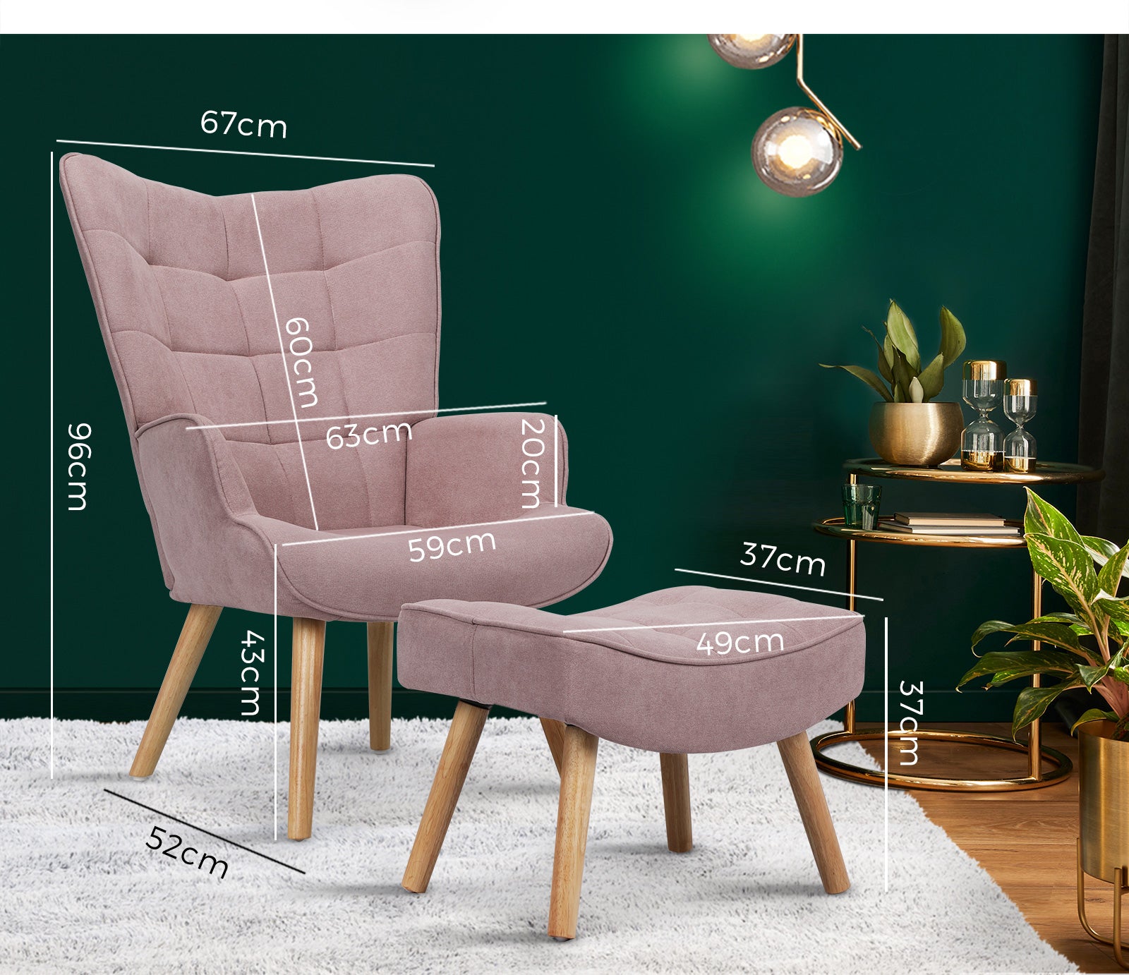 Oikiture Armchair Lounge Chair Armchairs Ottoman Accent Armchairs Sofa Chairs - Sunyee