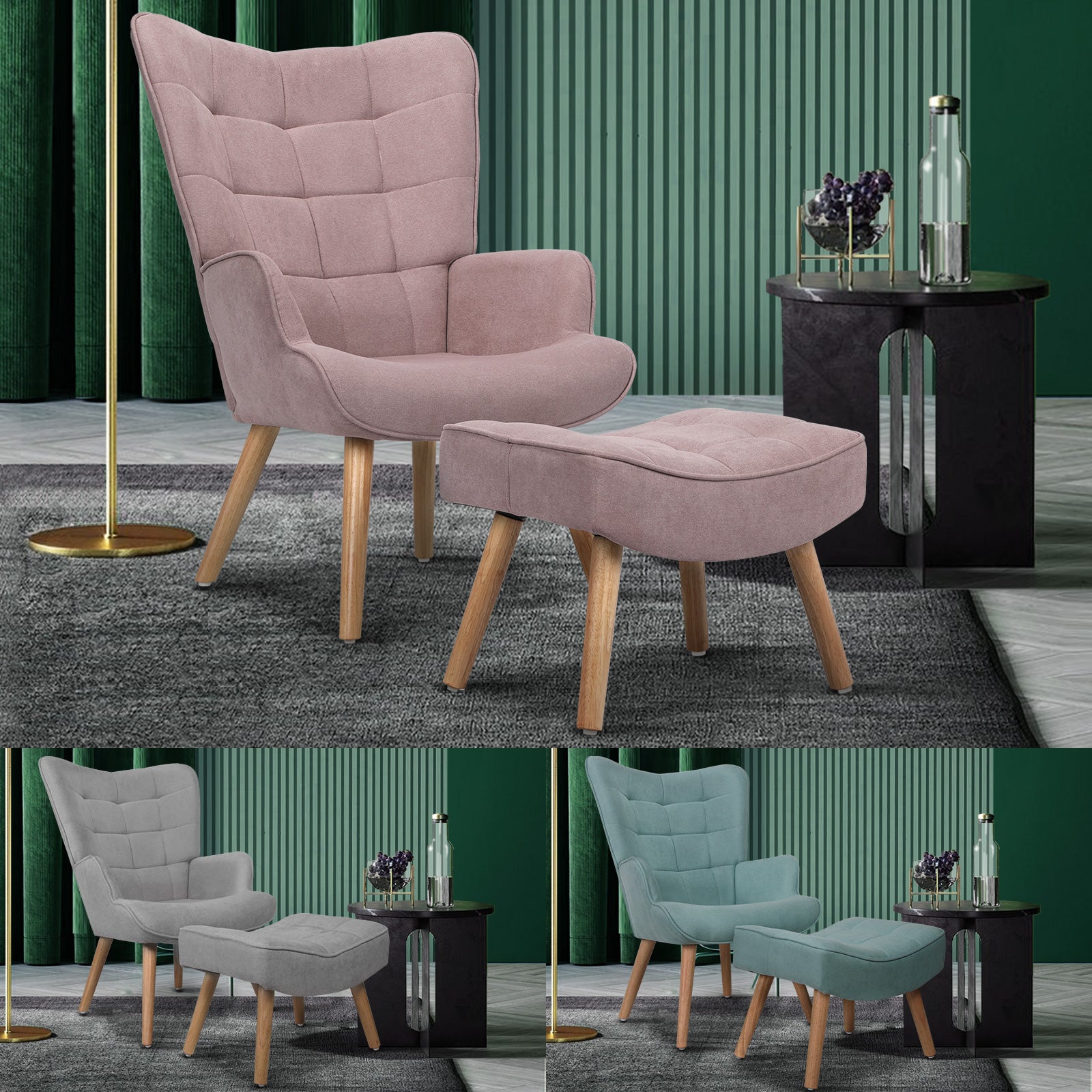 Oikiture Armchair Lounge Chair Armchairs Ottoman Accent Armchairs Sofa Chairs - Sunyee