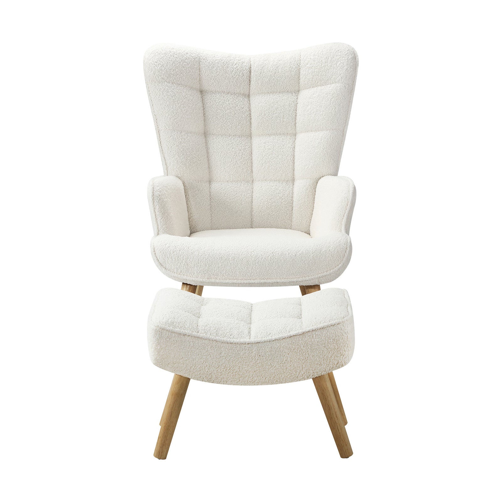 Oikiture Armchair Lounge Chair Ottoman Accent Armchairs Sherpa Sofa Chairs White - Sunyee