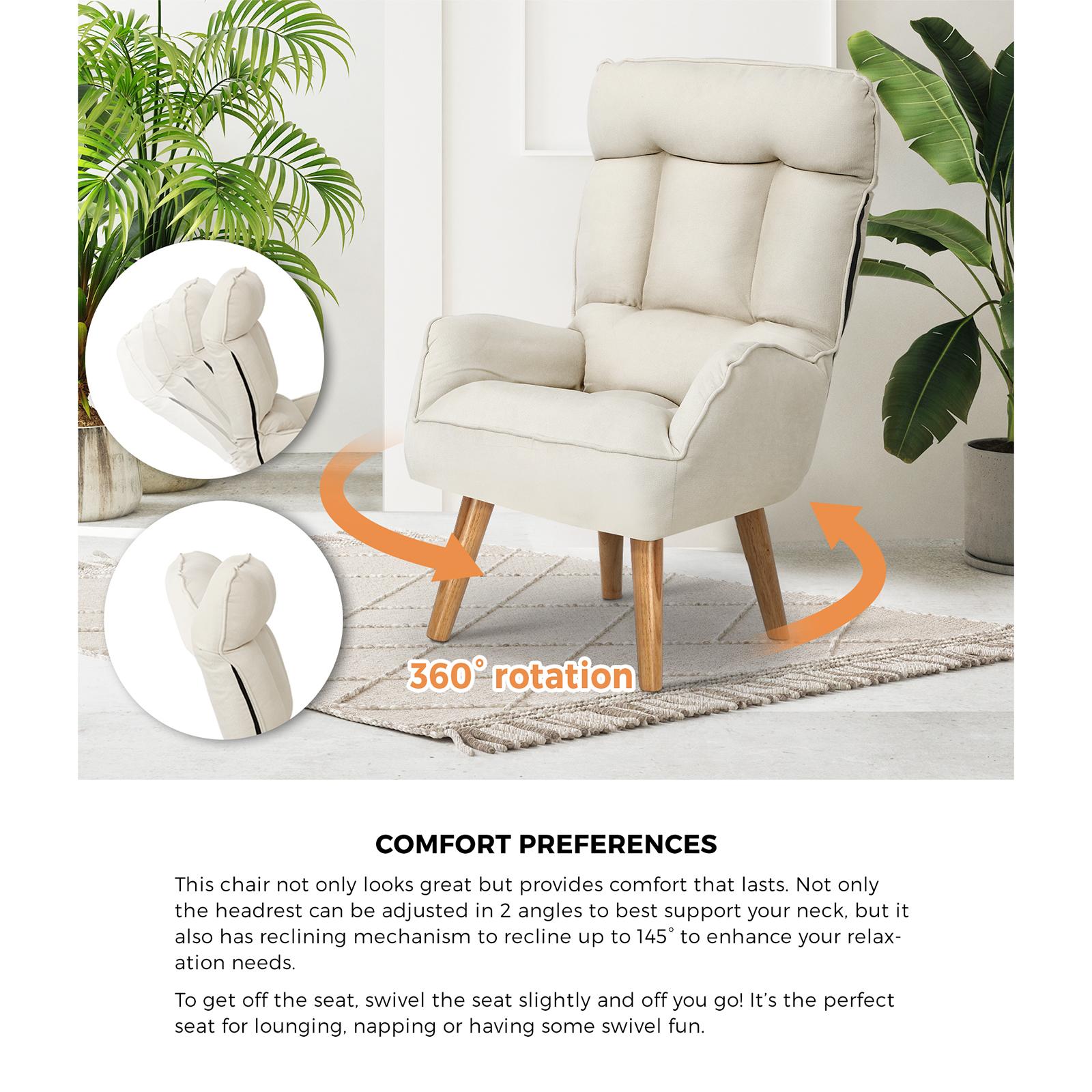 Oikiture Armchair Lounge Chair Ottoman Accent chairs Sofa With Stool/Swivel - Sunyee