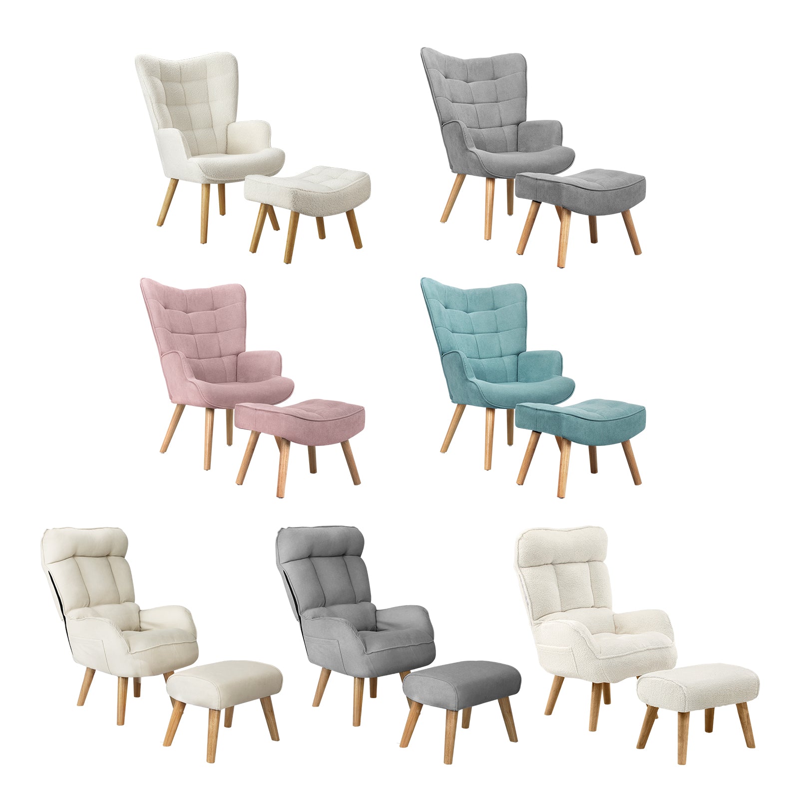 Oikiture Armchair Lounge Chair Ottoman Accent chairs Sofa With Stool/Swivel - Sunyee