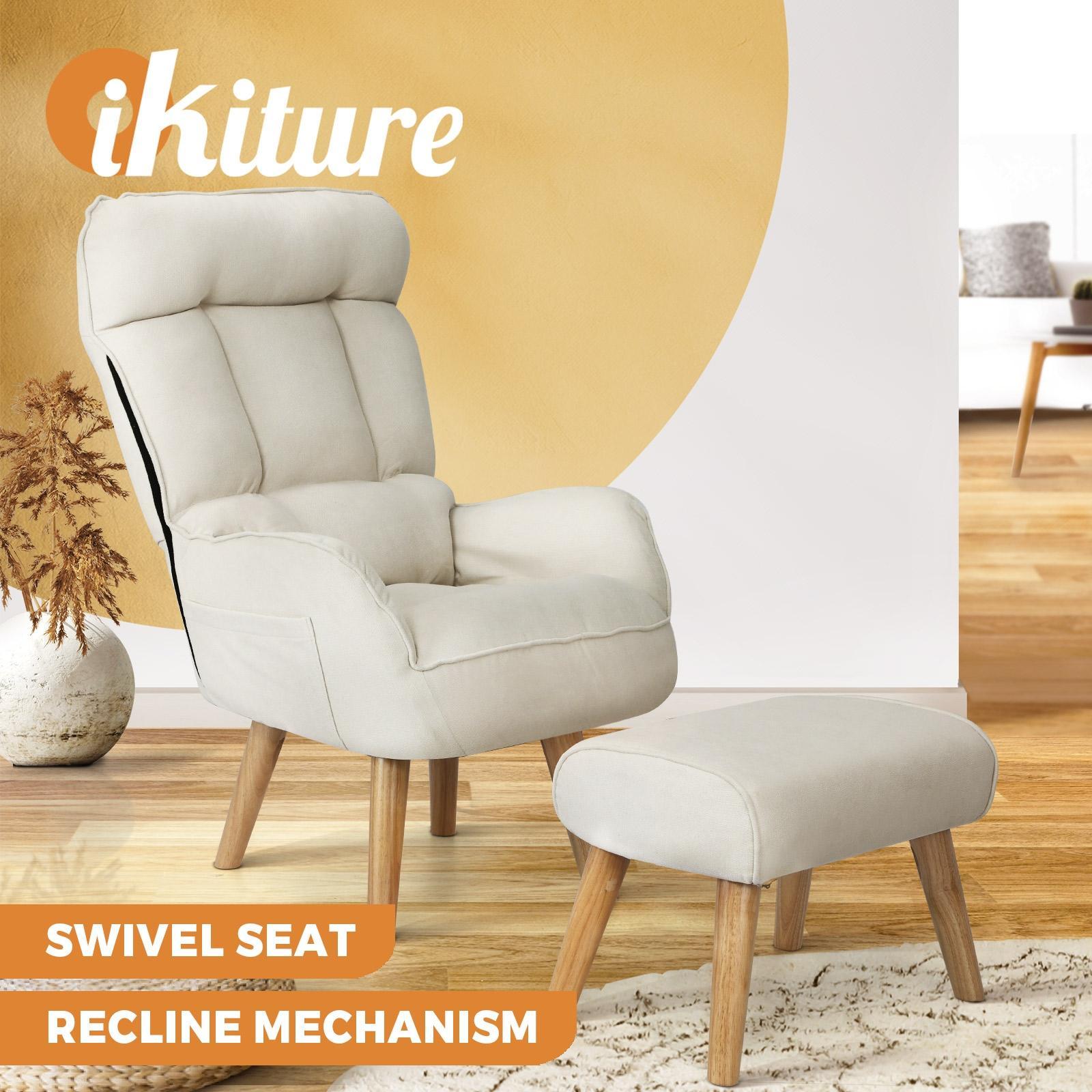 Oikiture Armchair Lounge Chair Ottoman Accent chairs Sofa With Stool/Swivel - Sunyee