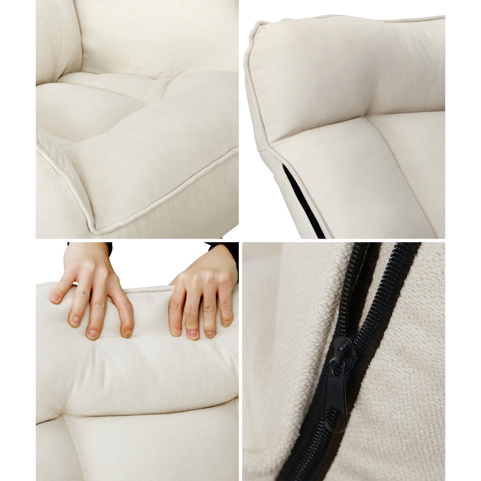Oikiture 2x 360 Swivel Recliner Armchair Lounge Ottoman Chair With Stool Beige - Sunyee