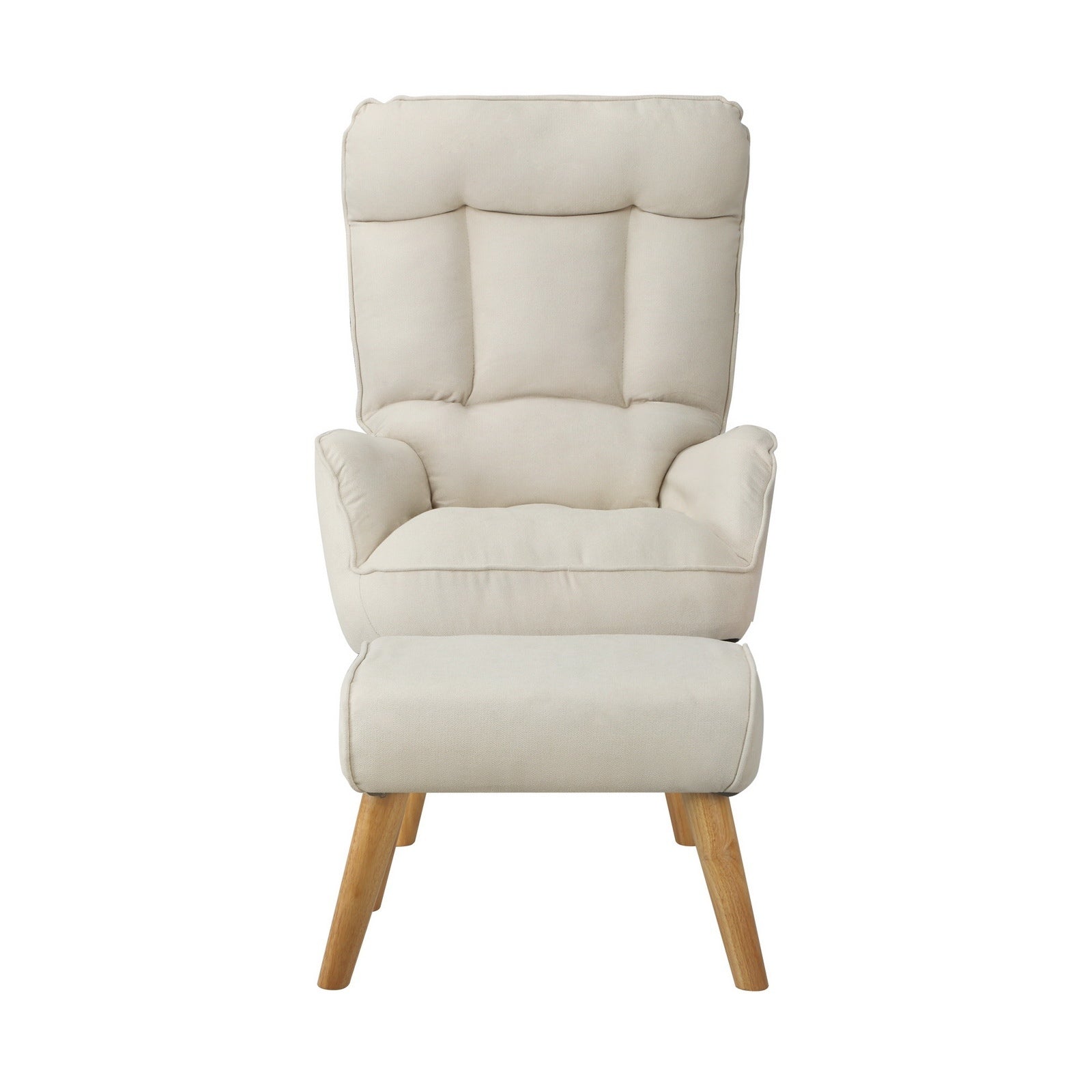 Oikiture 2x 360 Swivel Recliner Armchair Lounge Ottoman Chair With Stool Beige - Sunyee