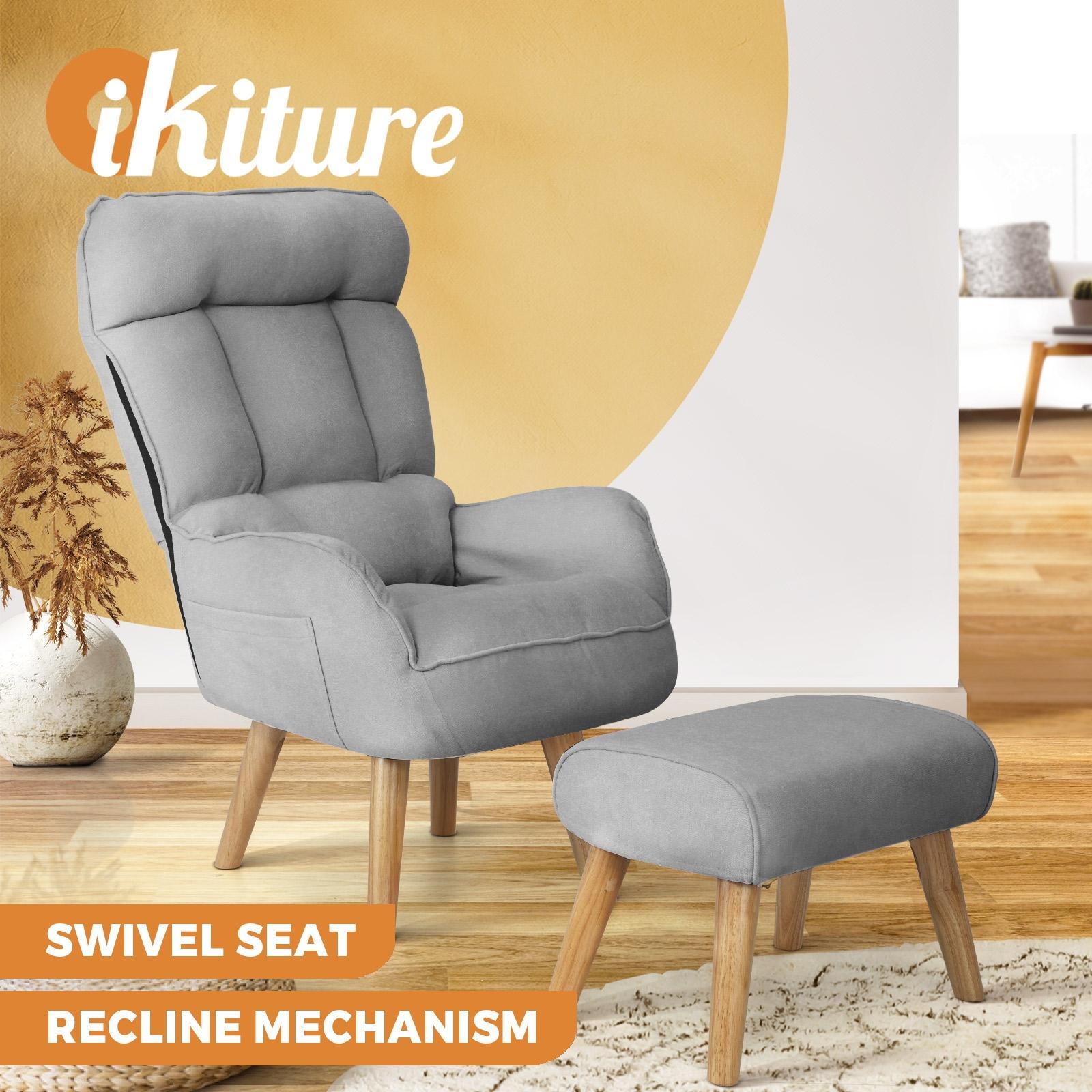 Oikiture Armchair Lounge Chair Ottoman Accent chairs Sofa With Stool/Swivel - Sunyee