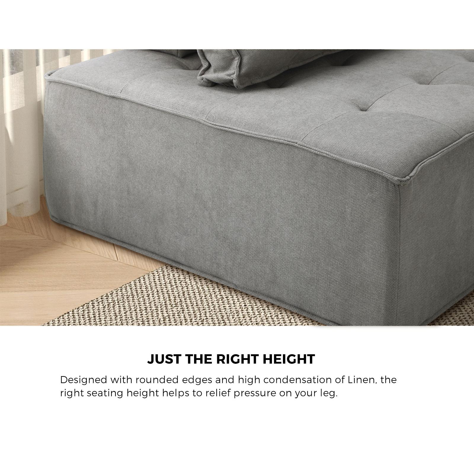 Oikiture 1PC Modular Sofa Lounge Chair Armless Adjustable Back Linen Grey - Sunyee