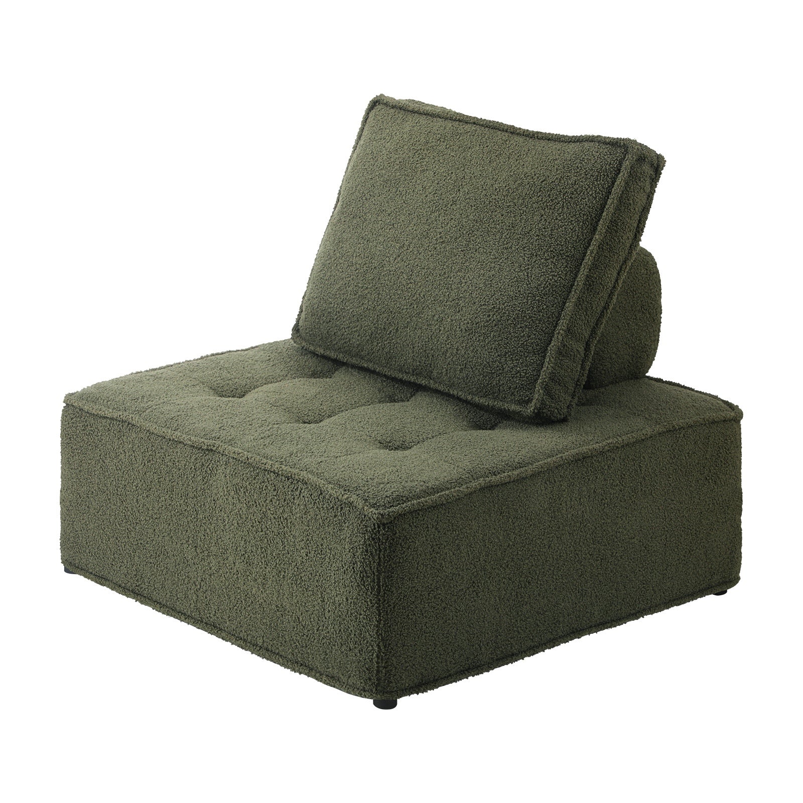 Oikiture 1PC Modular Sofa Lounge Chair Armless TOFU Back Sherpa Green - Sunyee