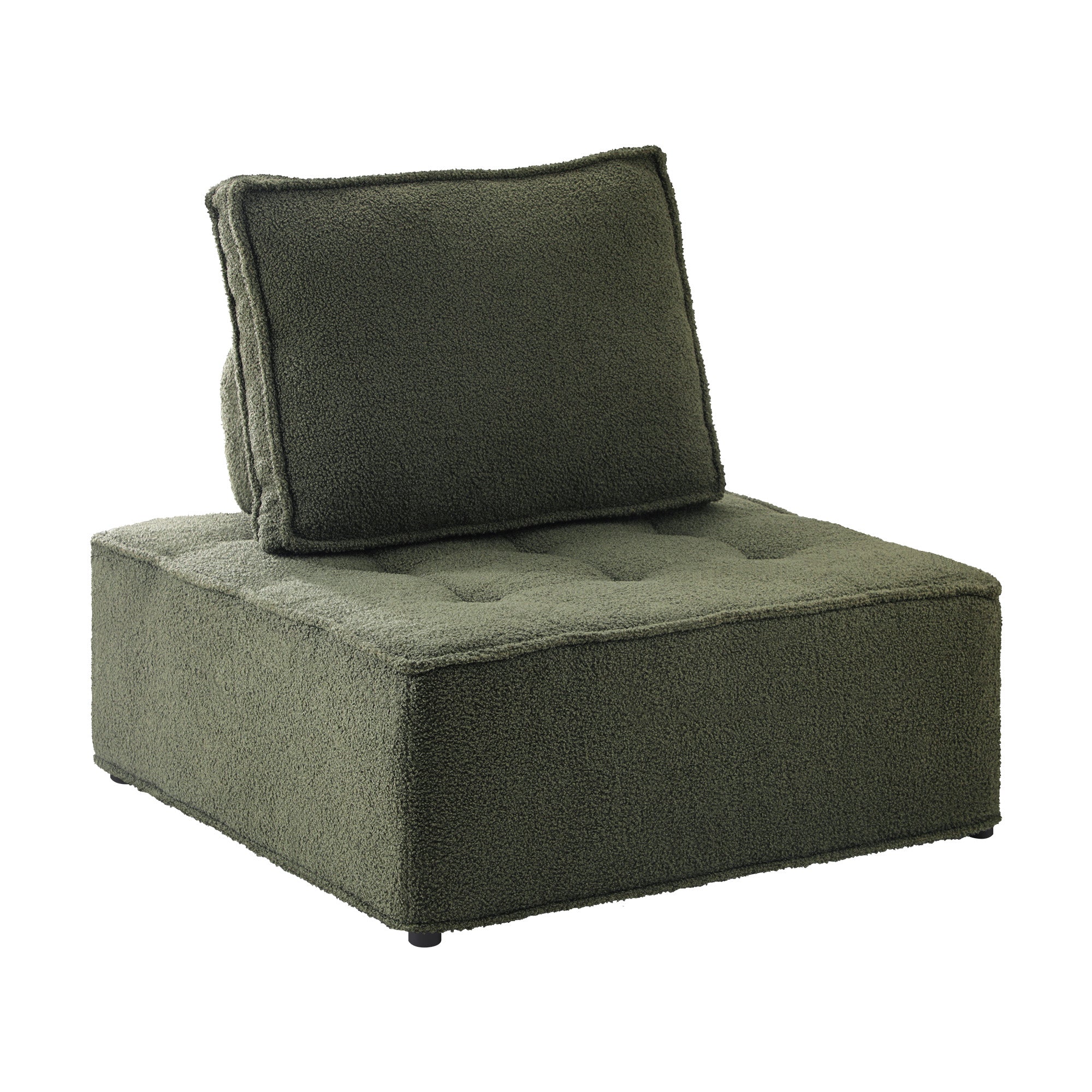 Oikiture 2PCS Modular Sofa Lounge Chair Armless TOFU Back Sherpa Green - Sunyee