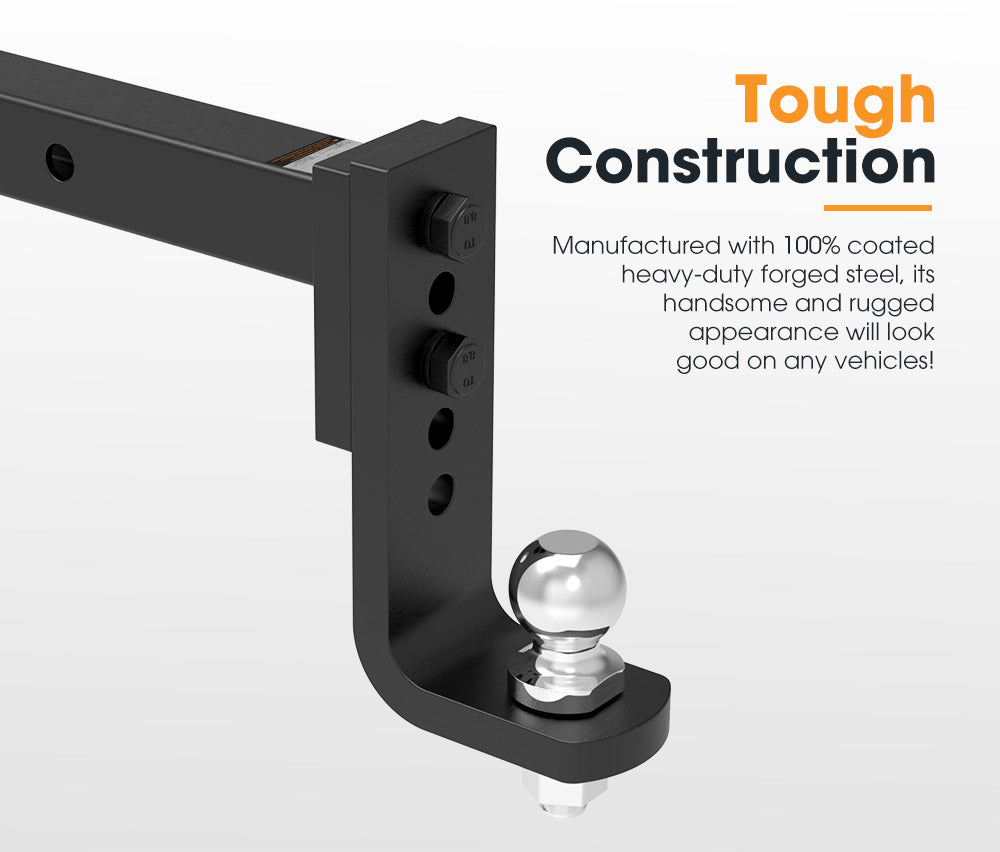 Adjustable Towbar drop Tow Bar Ball Mount Tongue 2" Hitch Trailer 6000LBS 4WD Car - Sunyee