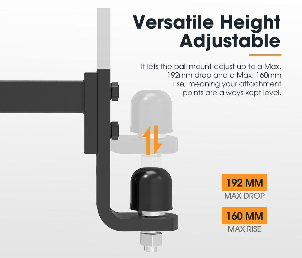 Adjustable Towbar drop Tow Bar Ball Mount Tongue 2" Hitch Trailer 6000LBS 4WD Car - Sunyee