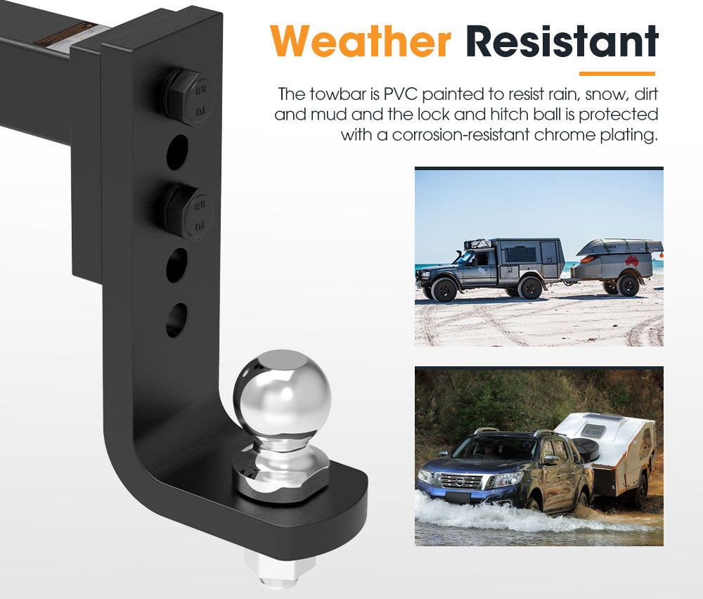 Adjustable Towbar drop Tow Bar Ball Mount Tongue 2" Hitch Trailer 6000LBS 4WD Car - Sunyee