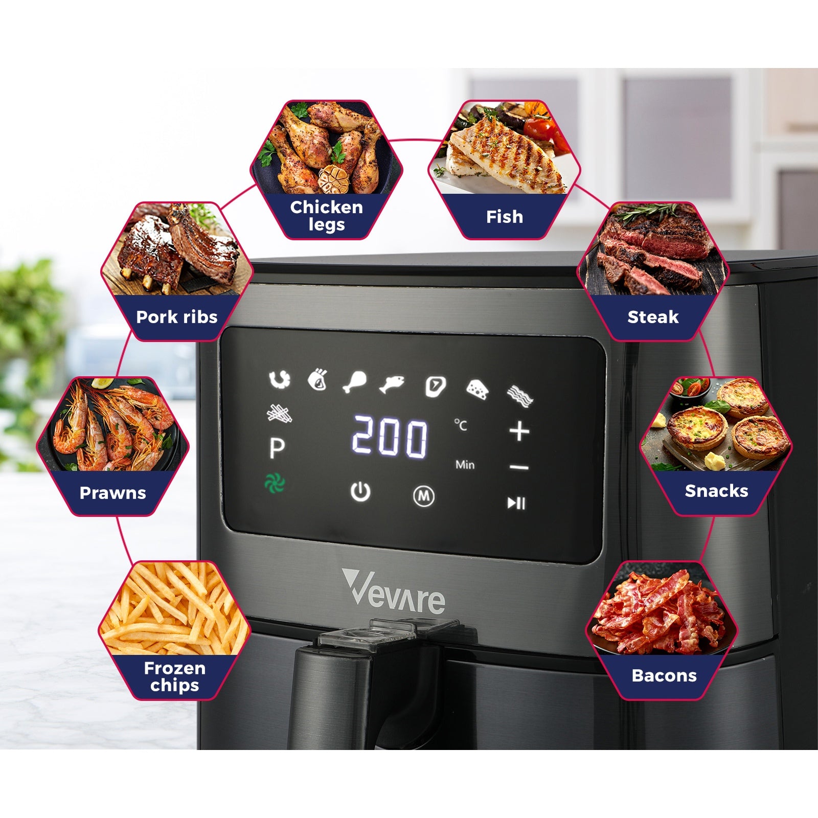 Vevare Air Fryer Electric Oven Oil Free Airfryer LCD Fryers Healthy Cooker 5.5L - Sunyee