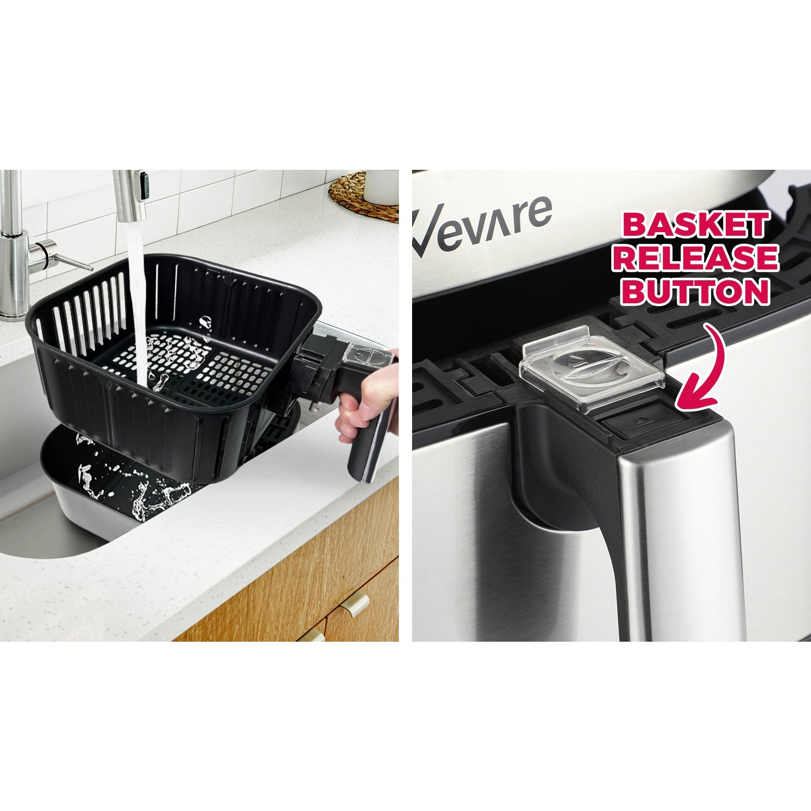 Vevare Air Fryer 5.5L LCD Airfryers Electric Oven Oil Free Kitchen Cooker Silver - Sunyee