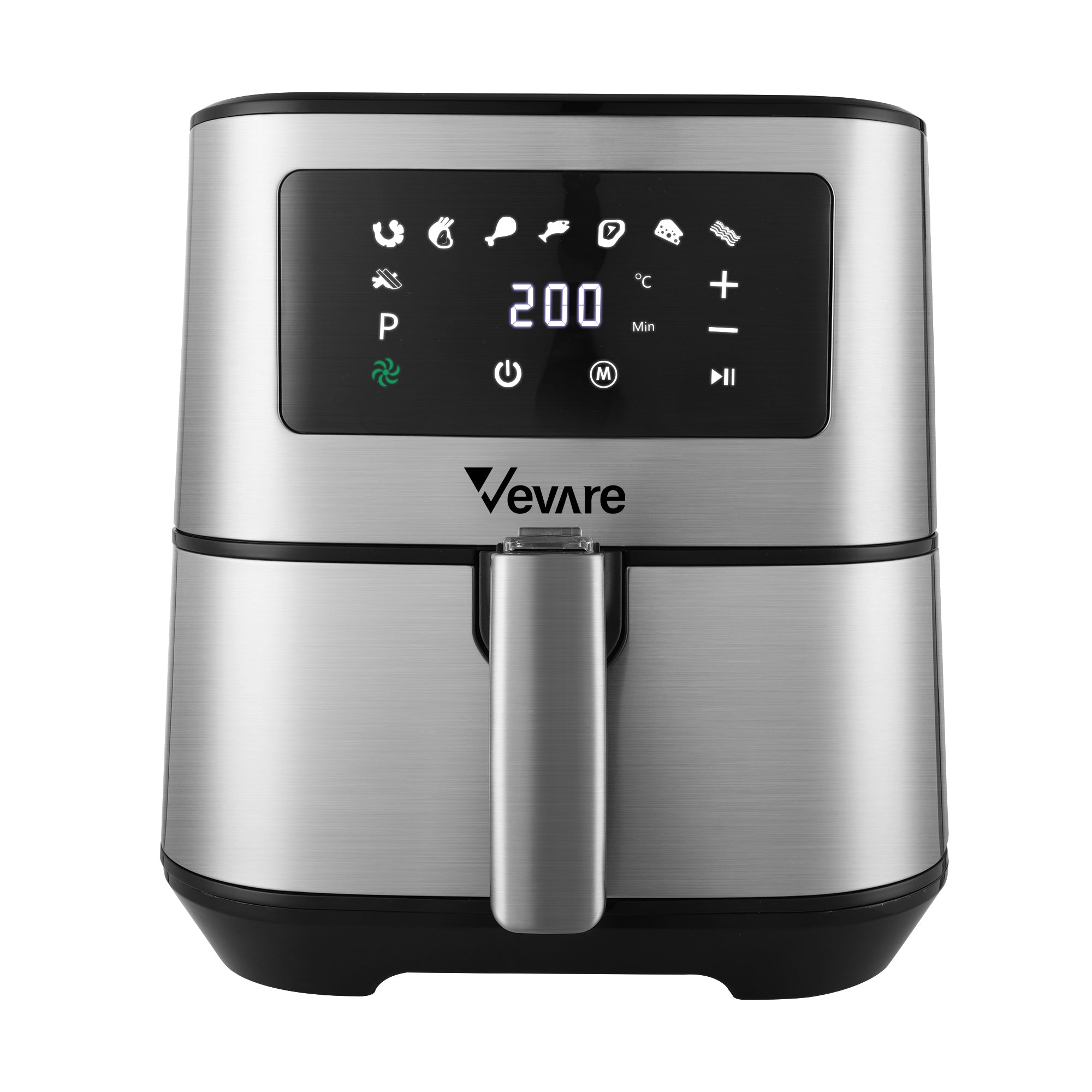 Vevare Air Fryer 5.5L LCD Airfryers Electric Oven Oil Free Kitchen Cooker Silver - Sunyee