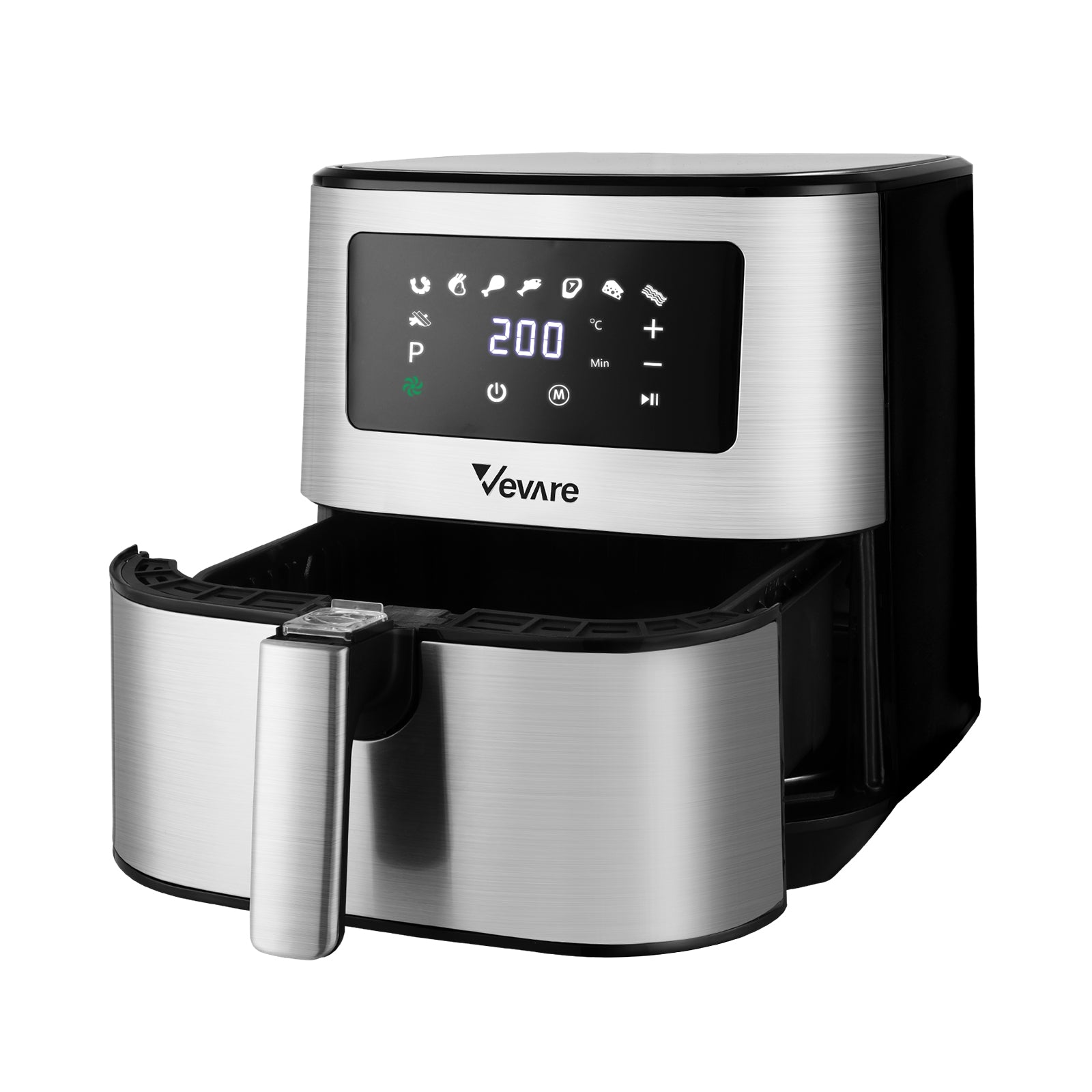 Vevare Air Fryer 5.5L LCD Airfryers Electric Oven Oil Free Kitchen Cooker Silver - Sunyee
