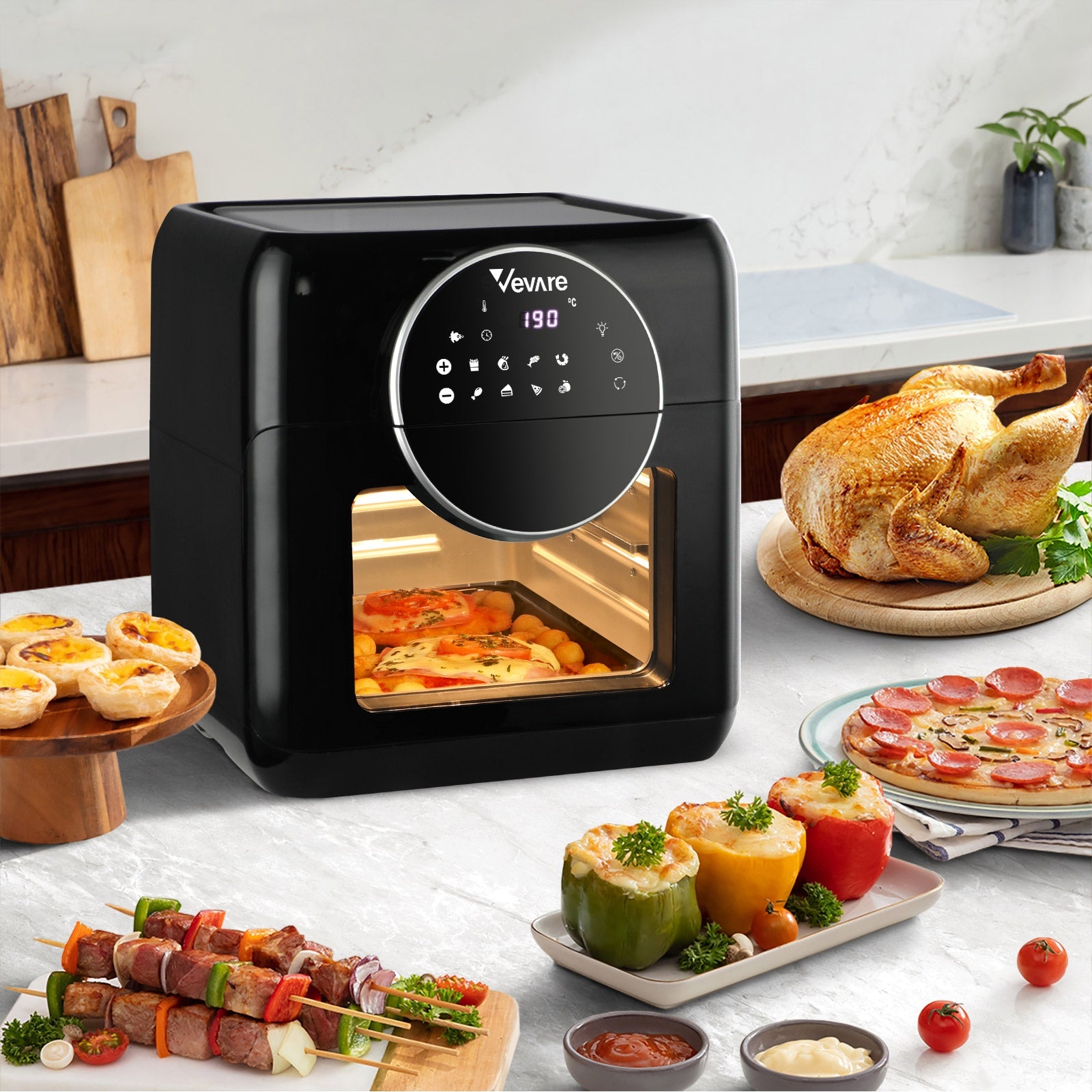 Vevare Air Fryer 10L LCD Fryers Low Fat Oven Airfryer Kitchen Cooker 1500W - Sunyee