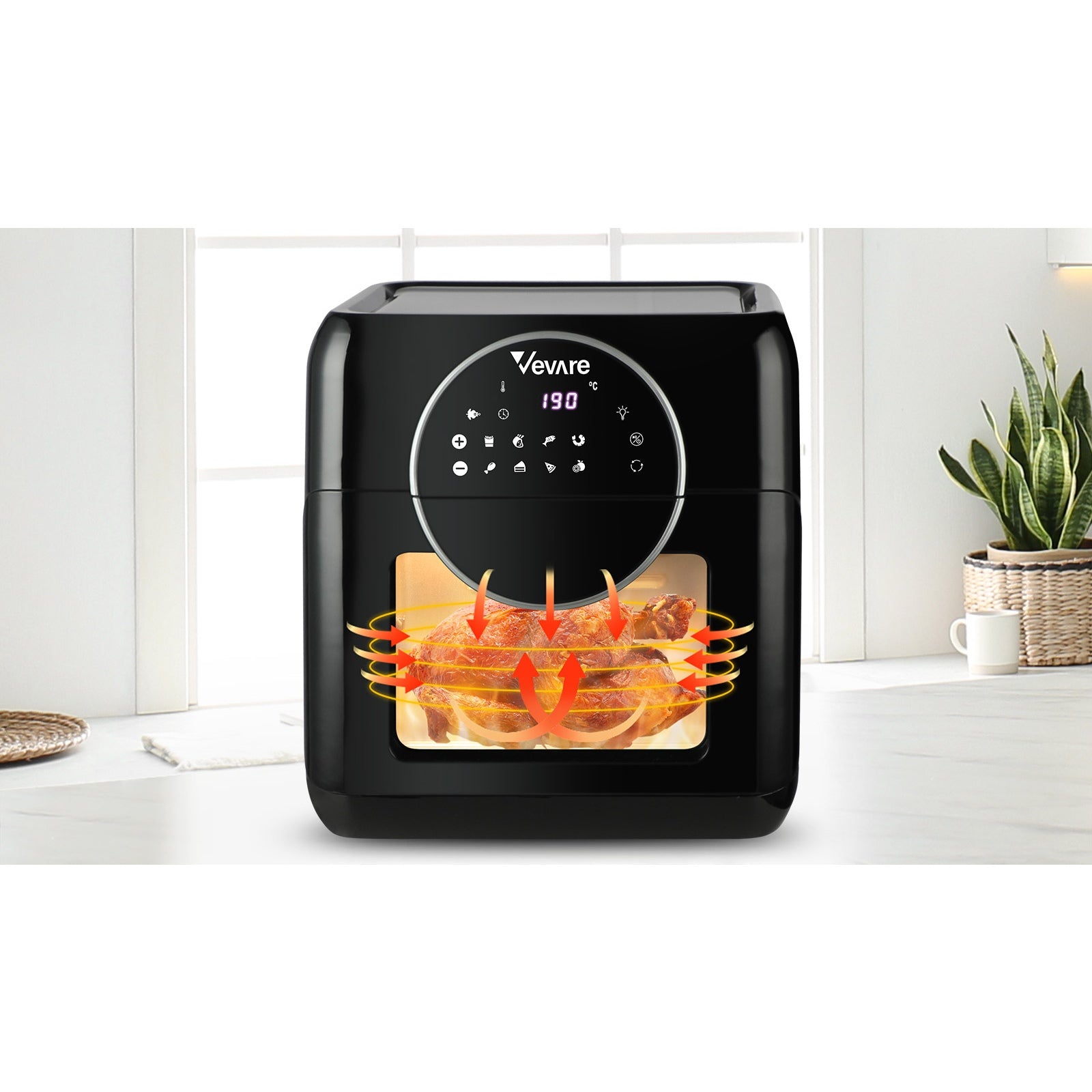 Vevare Air Fryer 10L LCD Fryers Low Fat Oven Airfryer Kitchen Cooker 1500W - Sunyee
