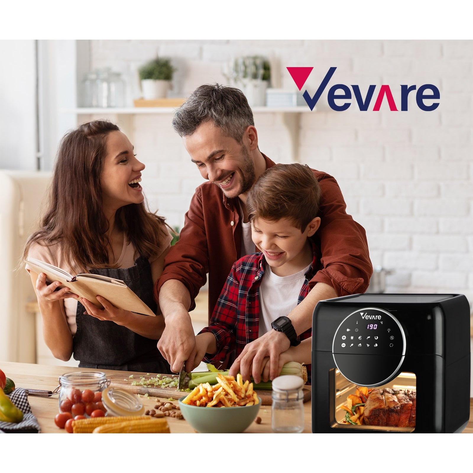 Vevare Air Fryer 10L LCD Fryers Low Fat Oven Airfryer Kitchen Cooker 1500W - Sunyee