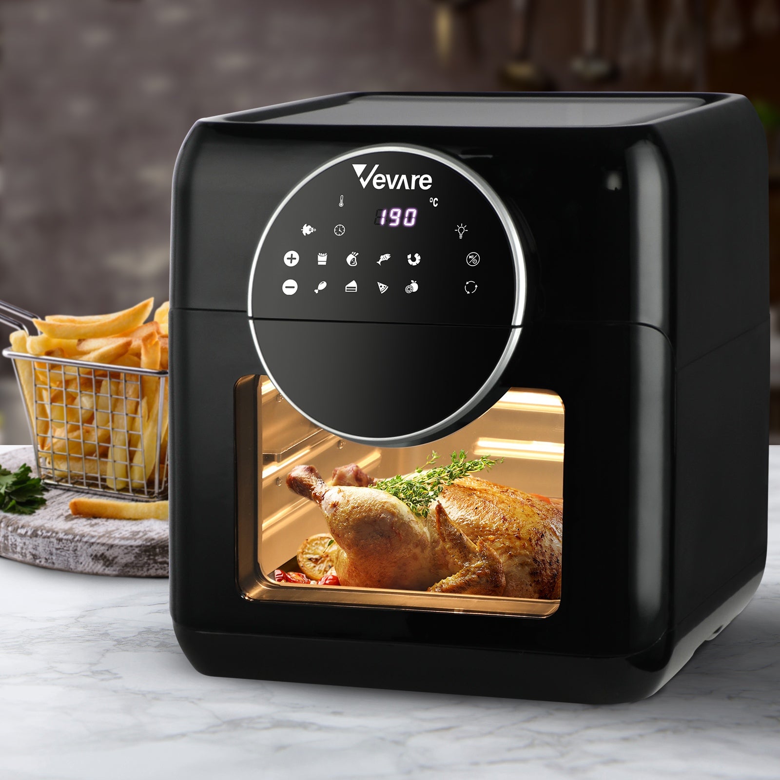 Vevare Air Fryer 10L LCD Fryers Low Fat Oven Airfryer Kitchen Cooker 1500W - Sunyee