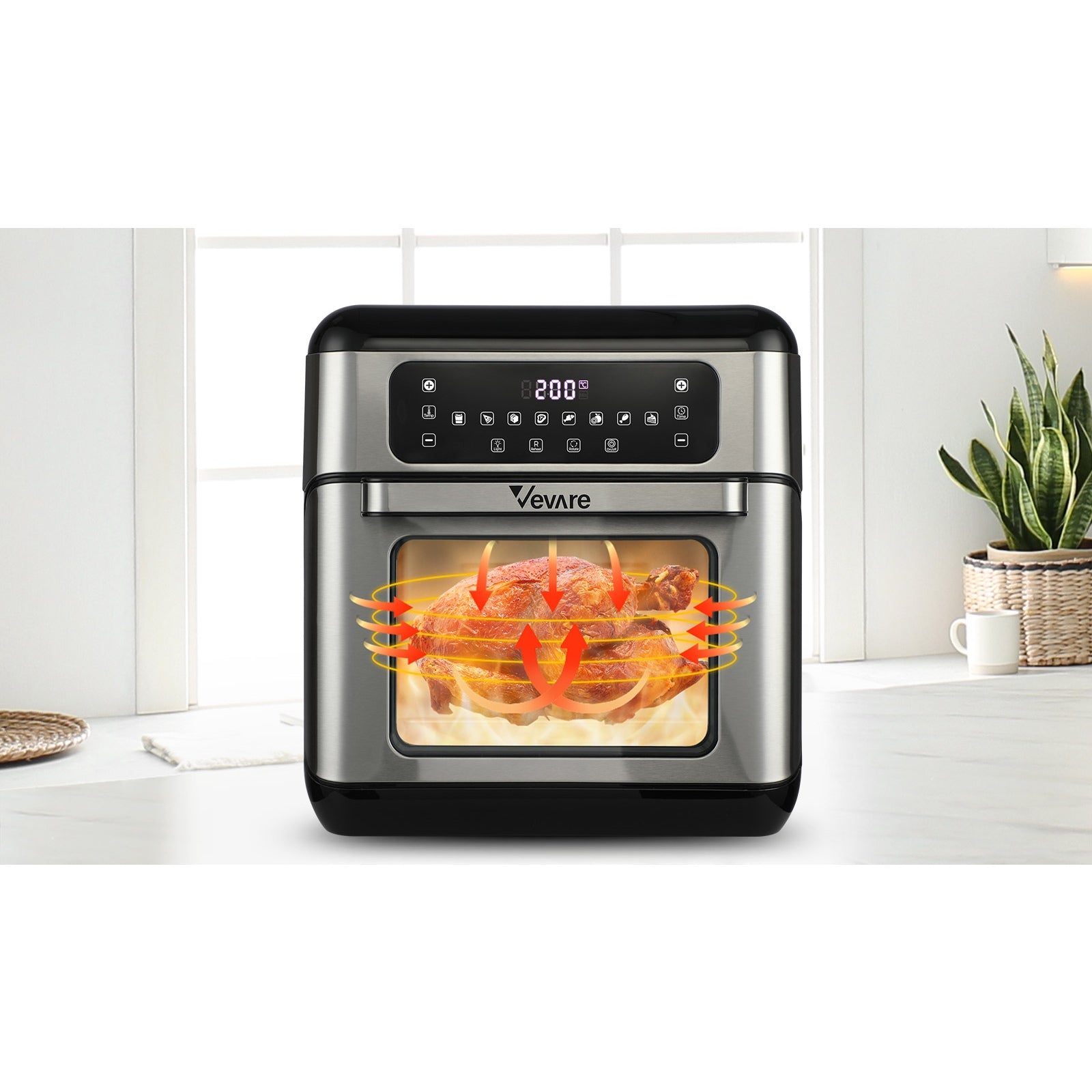 Vevare Air Fryer 10L LCD Fryers Oven Airfryer Kitchen Oil Free Cooker 1500W - Sunyee