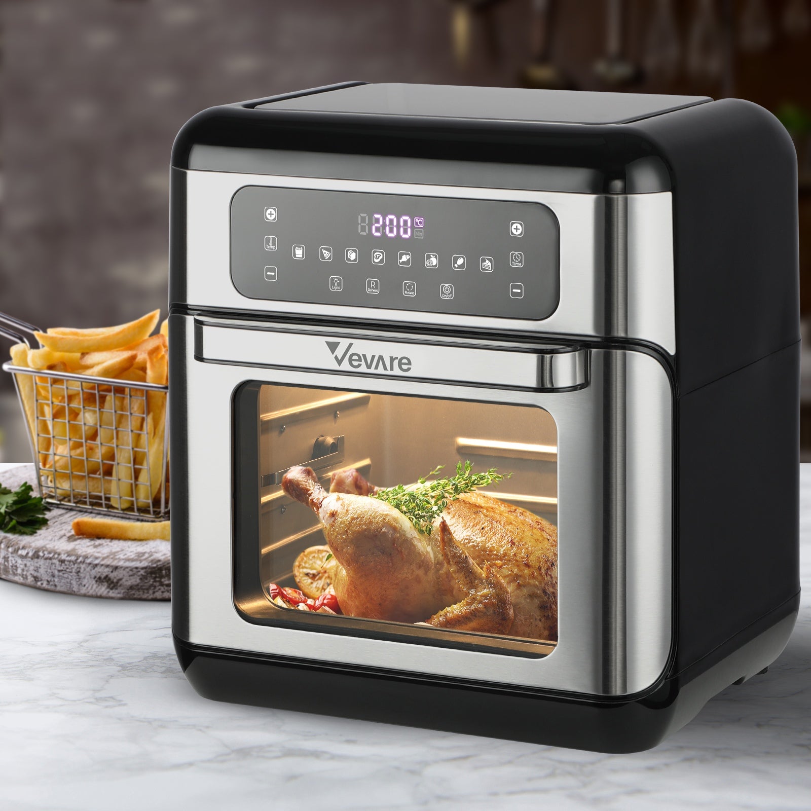 Vevare Air Fryer 10L LCD Fryers Oven Airfryer Kitchen Oil Free Cooker 1500W - Sunyee