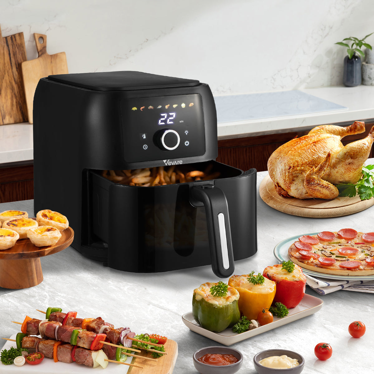 Vevare Air Fryer 8L Fryers Oven Digital Touch Oil Free Cooker 1700W Kitchen - Sunyee