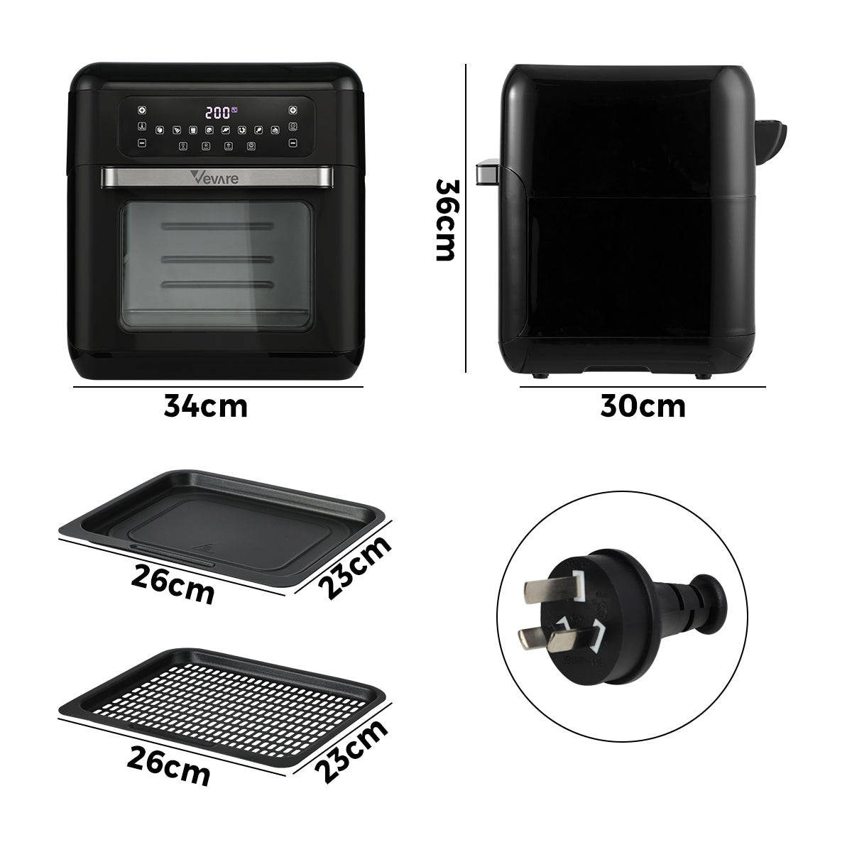 Vevare Air Fryer 12L Fryers Oven LCD Touch Oil Free Cooker 1500W Kitchen - Sunyee