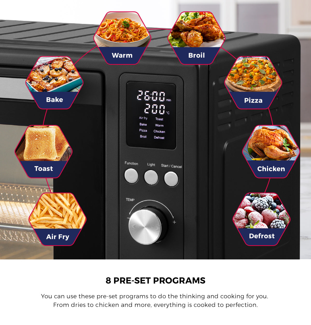 Vevare Air Fryer 32L Fryers Oven LCD Display Oil Free Cooker 1700W Kitchen - Sunyee