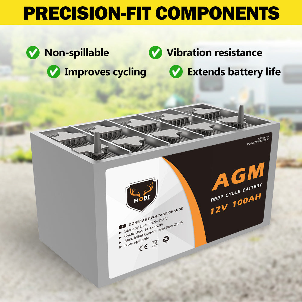 100Ah Deep Cycle Battery 12V AGM Marine Sealed Solar Power Portable 4WD - Sunyee