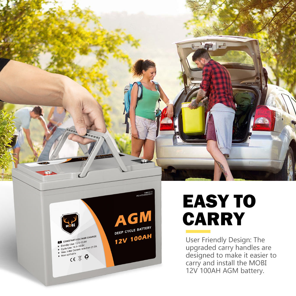100Ah Deep Cycle Battery 12V AGM Marine Sealed Solar Power Portable 4WD - Sunyee