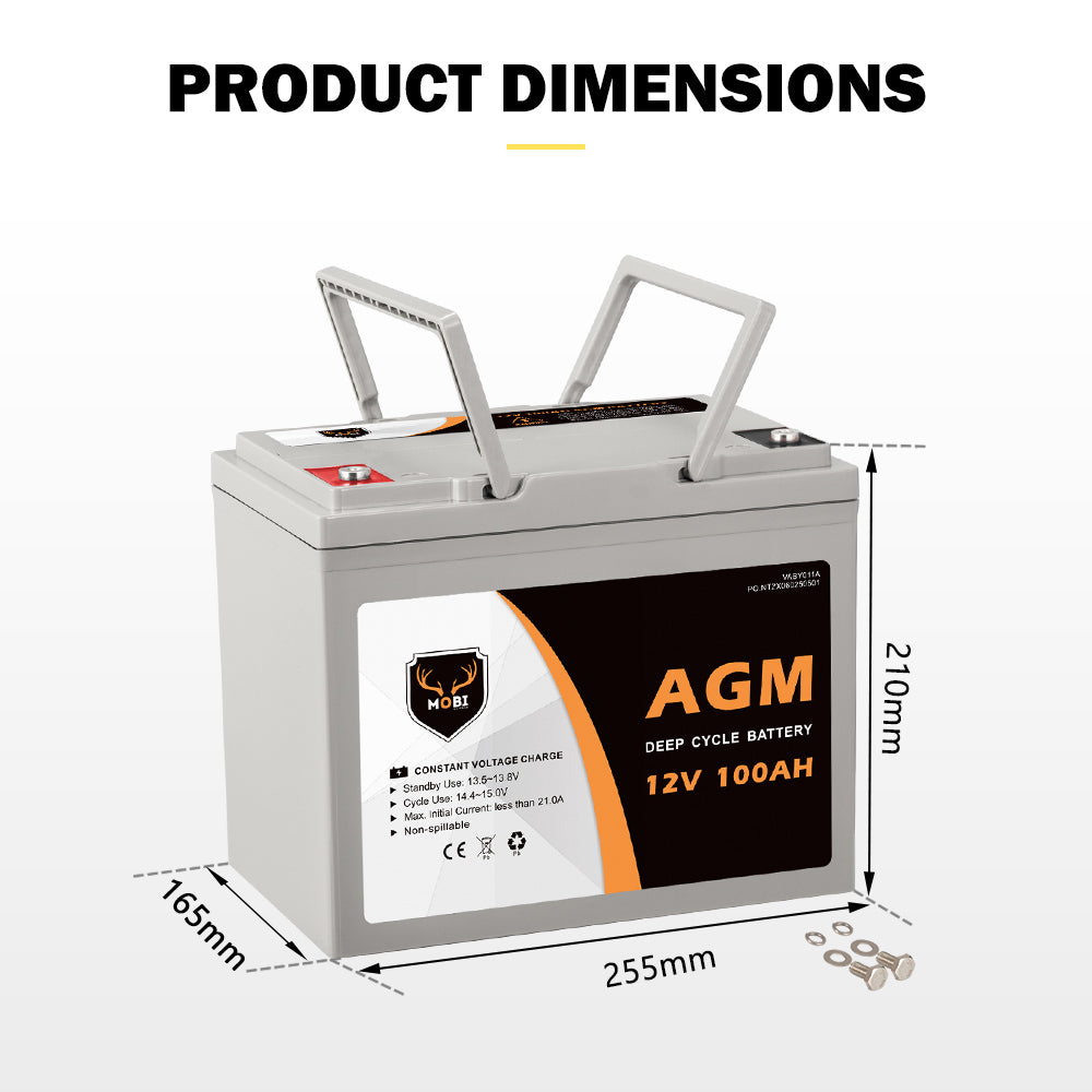 100Ah Deep Cycle Battery 12V AGM Marine Sealed Solar Power Portable 4WD - Sunyee
