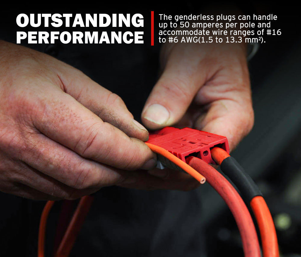 Atem Power 50Pcs Red Anderson Style Plug Connectors 50 AMP 6AWG DC Power 12-24V - Sunyee