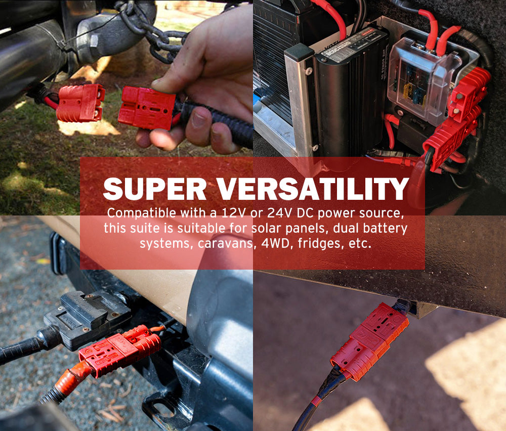 Atem Power 20Pcs Red Anderson Style Plug Connectors 50 AMP 6AWG DC Power 12-24V - Sunyee