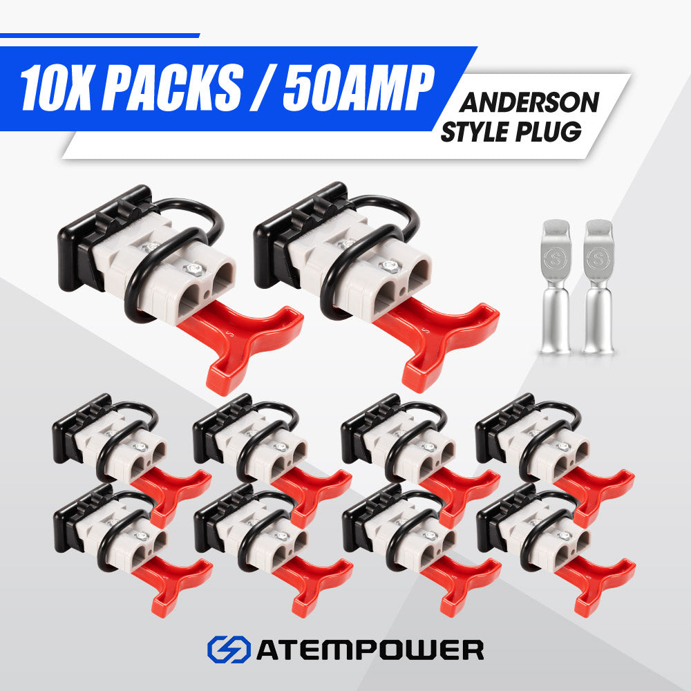 10x Anderson Style Plug Connectors 50 AMP T Handle Dust Cap Cover Solar - Sunyee