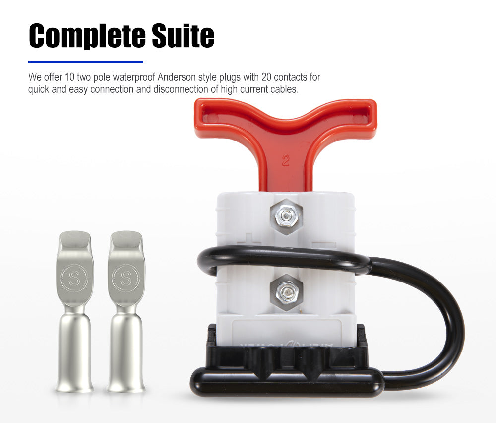 10x Anderson Style Plug Connectors 50 AMP T Handle Dust Cap Cover Solar - Sunyee