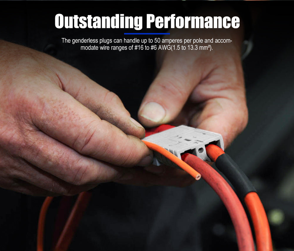 Atem Power 50Pcs Anderson Style Plug Connectors 50 AMP 12-24V 6AWG DC Power Tool - Sunyee