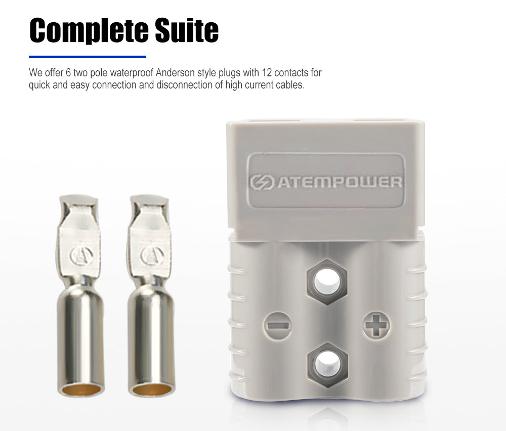 Atem Power 6 x Anderson Style Plug Connectors 120 AMP 12-24V 6AWG DC Power Tool - Sunyee