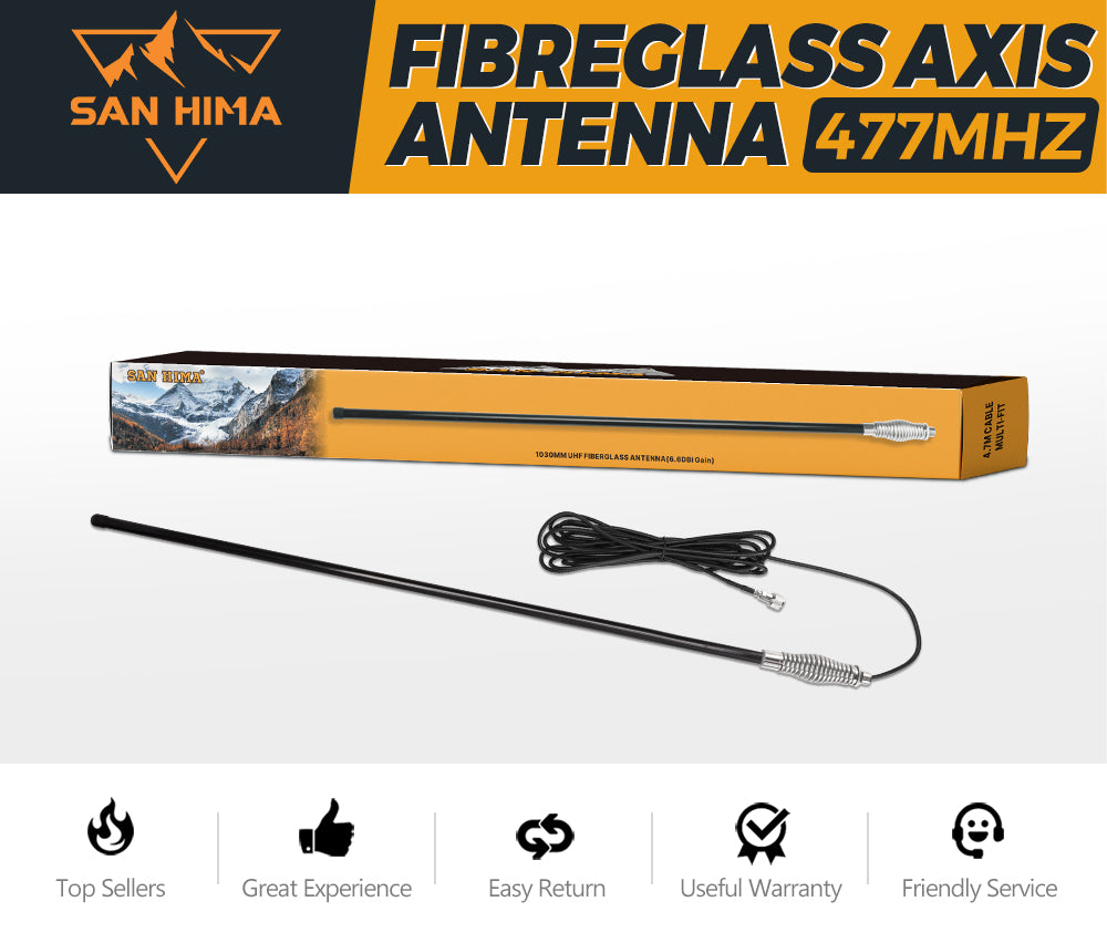 6.6DBI Black Heavy Duty Hi Gain Antenna For Uhf Cb Radio Bull Bar Fiberglass New - Sunyee